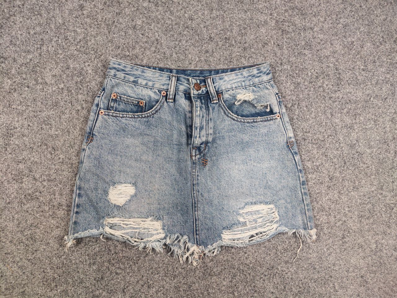 Hysteric Glamour × Ksubi × Vintage Ksubi Japan Design mini moss Distressed Denim Button skirt Size 24" / US 00 / IT 34 - 5 Thumbnail