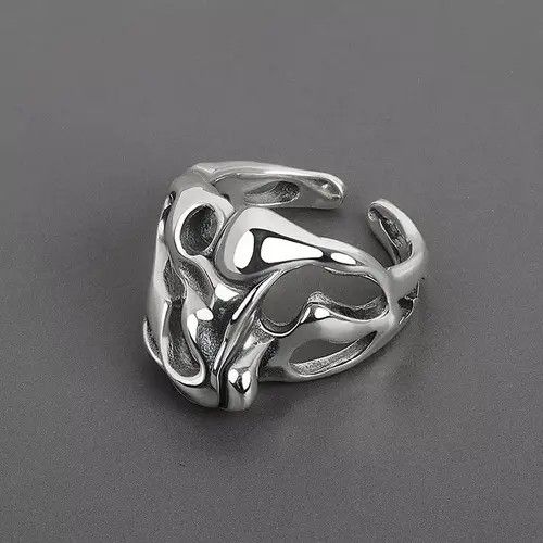 Handmade × Jewelry Abstract Ring Bubbles Silver Modern Punk Art Psychedelic Size ONE SIZE - 1 Thumbnail