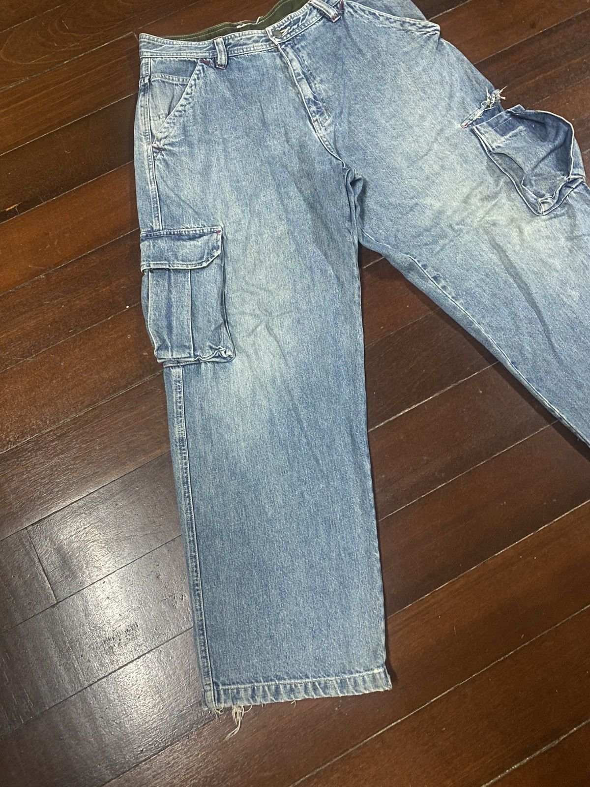 Japanese Brand Hawaiian Piko Jeans Cargo baggy distressed wide leg Size US 35 - 6 Thumbnail