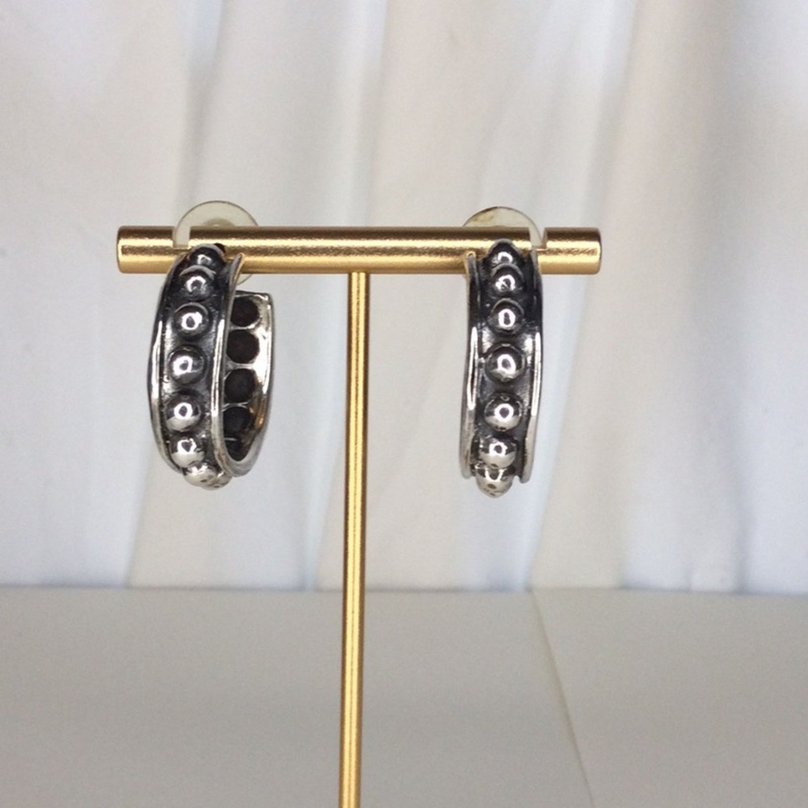 Other Silver & Black Tone Retro 1990's Stud Hoop Earrings Size ONE SIZE - 2 Thumbnail
