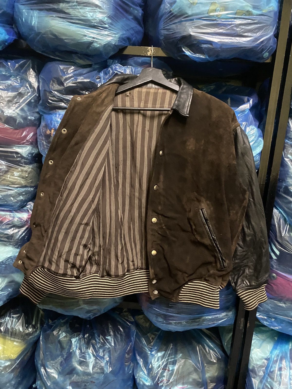 Japanese Brand Vintage SAB STREET Brown Suede Leather Varsity Jacket Snap Size US L / EU 52-54 / 3 - 11 Thumbnail