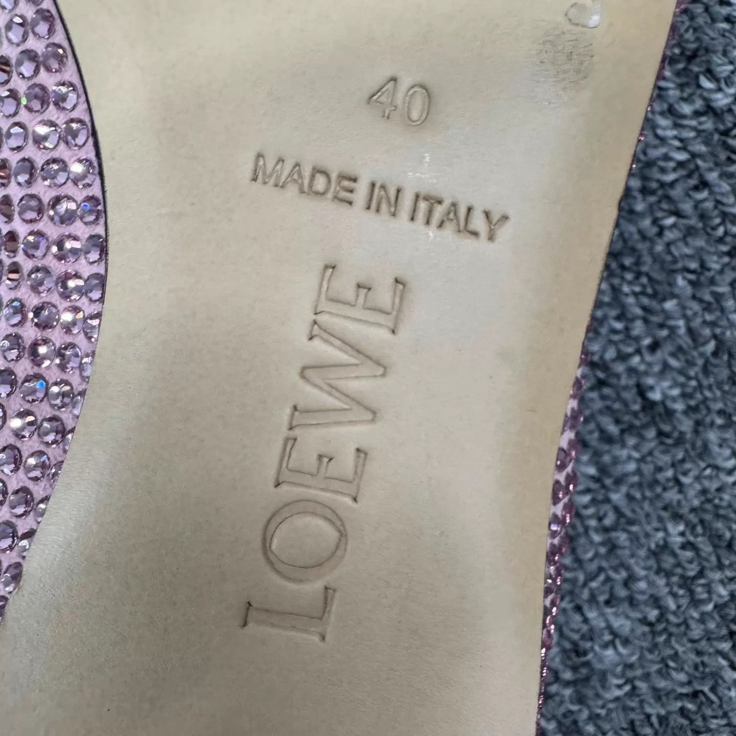 Loewe Loewe Pink Sheepskin Crystal-Embellished Flat Shoes 40 Size US 9.5 / IT 39.5 - 8 Thumbnail