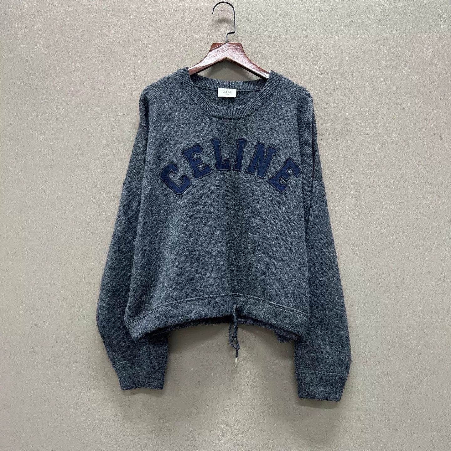 Celine Celine NWT deep gray cashmere letter knit L Size L / US 10 / IT 46 - 1 Thumbnail