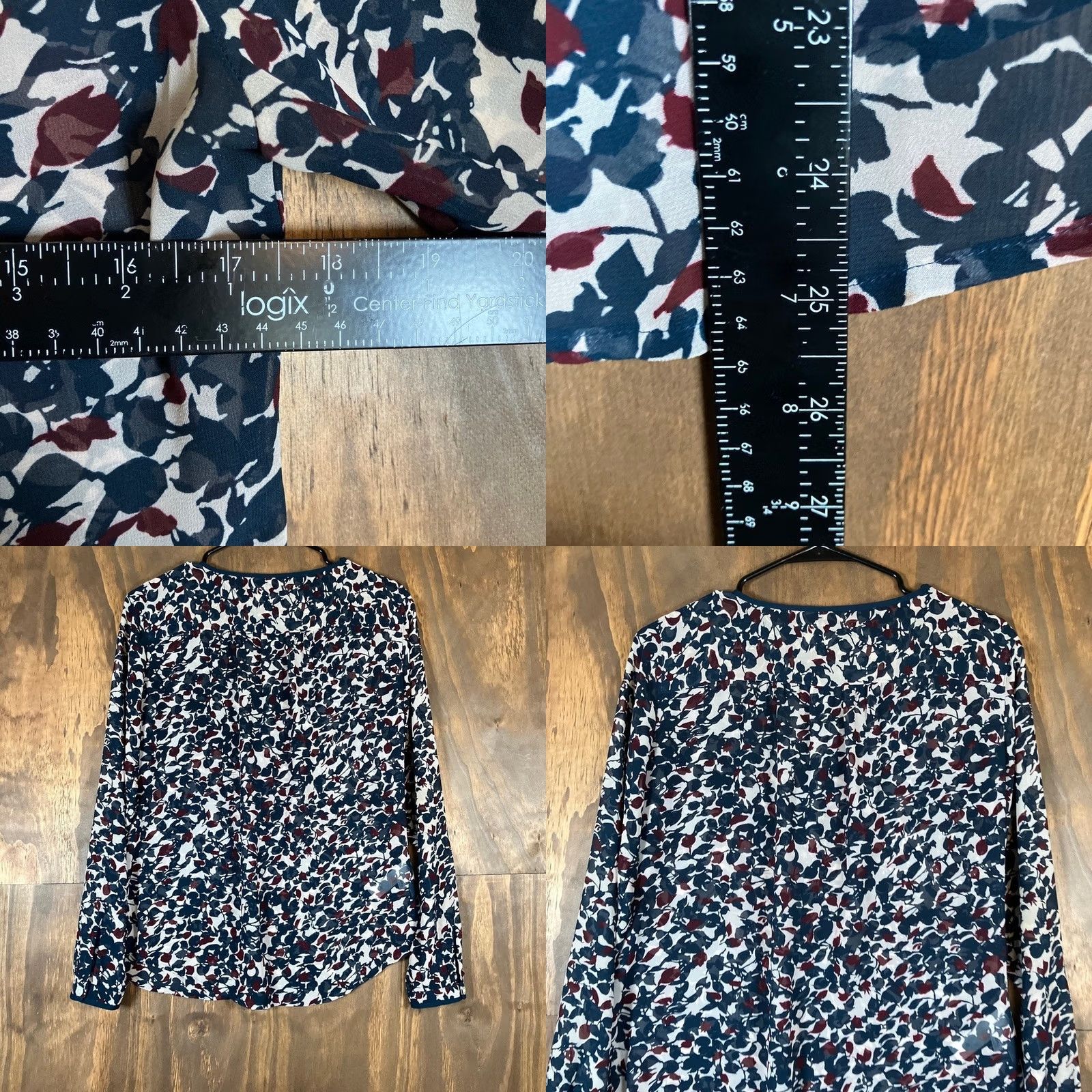 Ann Taylor Ann Taylor LOFT Womens Blouse Multi Floral Sheer Button Down Long Sleeve XS Size XS / US 0-2 / IT 36-38 - 8 Thumbnail