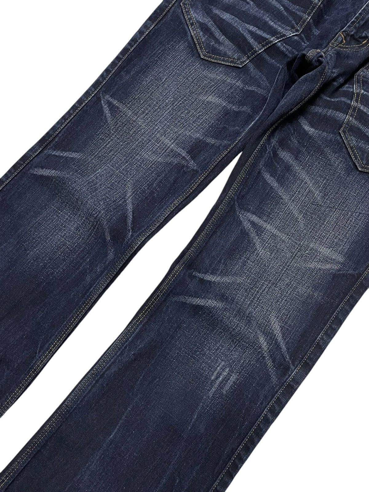 HIDEAWAYS × If Six Was Nine × Le Grande Bleu (L.G.B.) Hideaways Japan Leather Trimmed Pocket Whiskers Flare Jeans Size US 32 / EU 48 - 4 Thumbnail