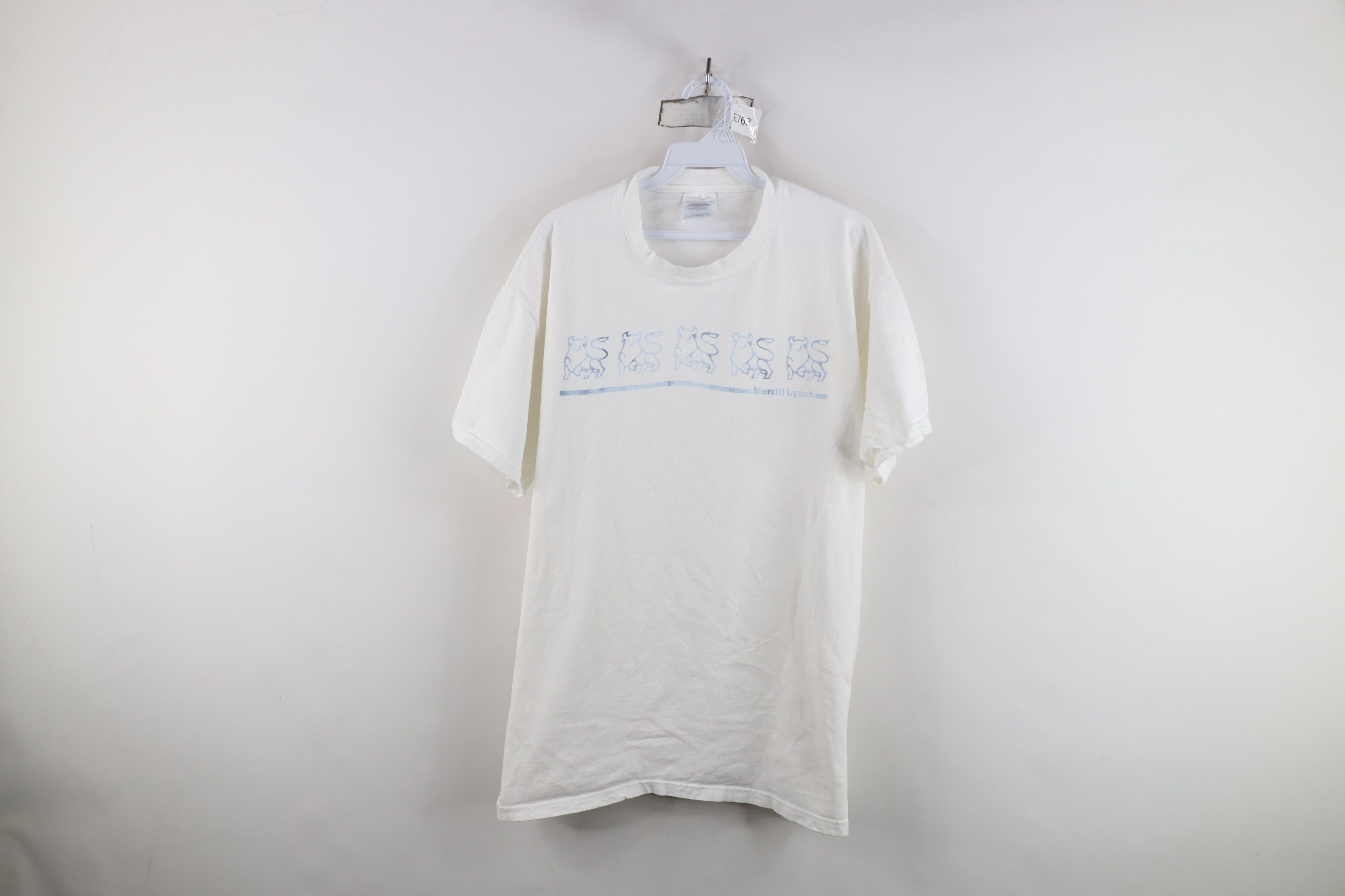 Vintage Vintage 90s Spell Merrill Lynch Short Sleeve T-Shirt White Size US L / EU 52-54 / 3 - 1 Thumbnail