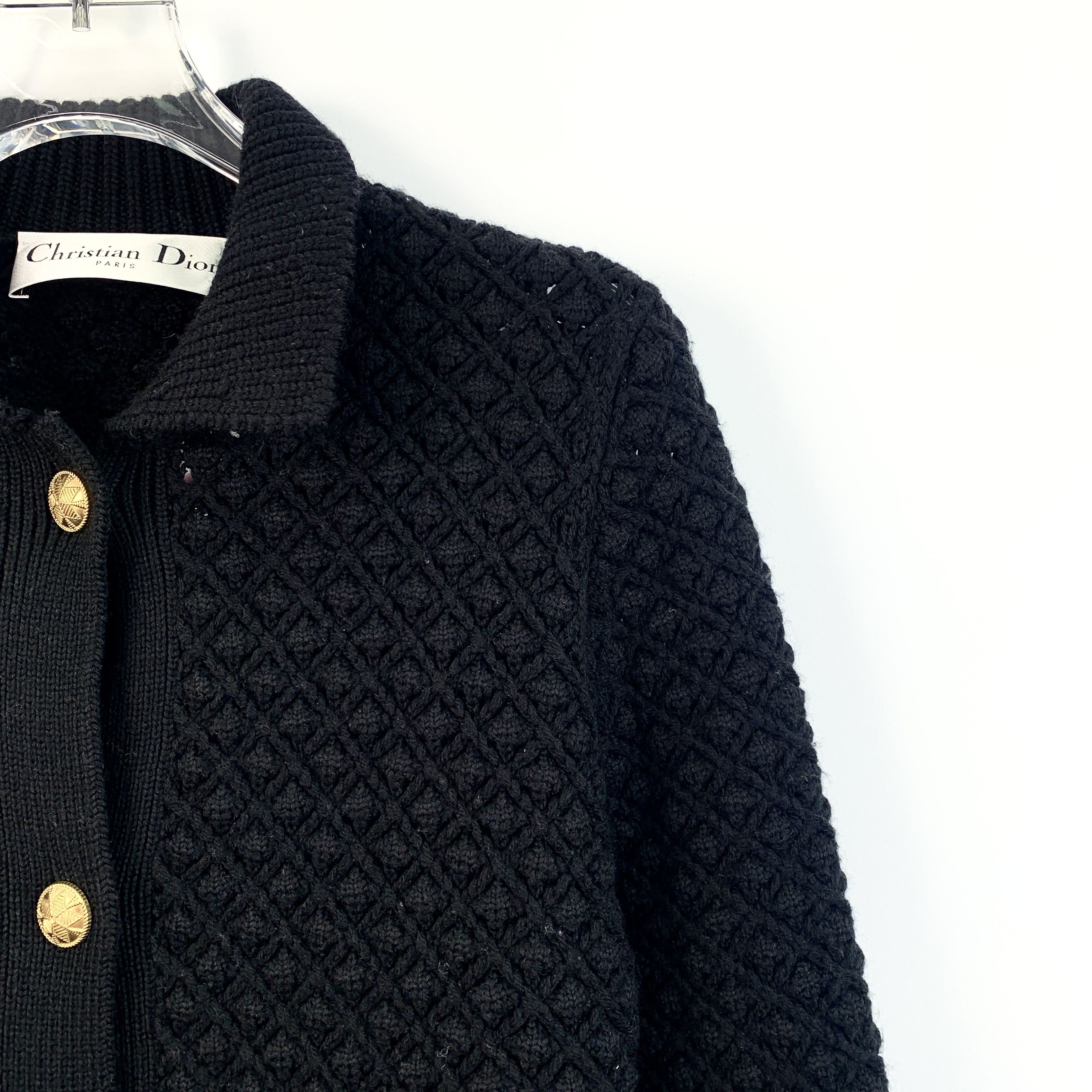 Dior Christian Dior Black Wool Cardigan with Gold Buttons (36 XS) Size XS / US 0-2 / IT 36-38 - 7 Thumbnail