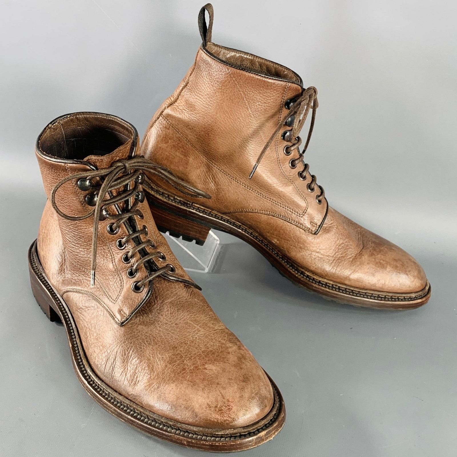 Barneys New York BARNEY'S NEW YORK Size 9 Brown Leather Lace-Up Boots Size US 9 / EU 42 - 1 Thumbnail