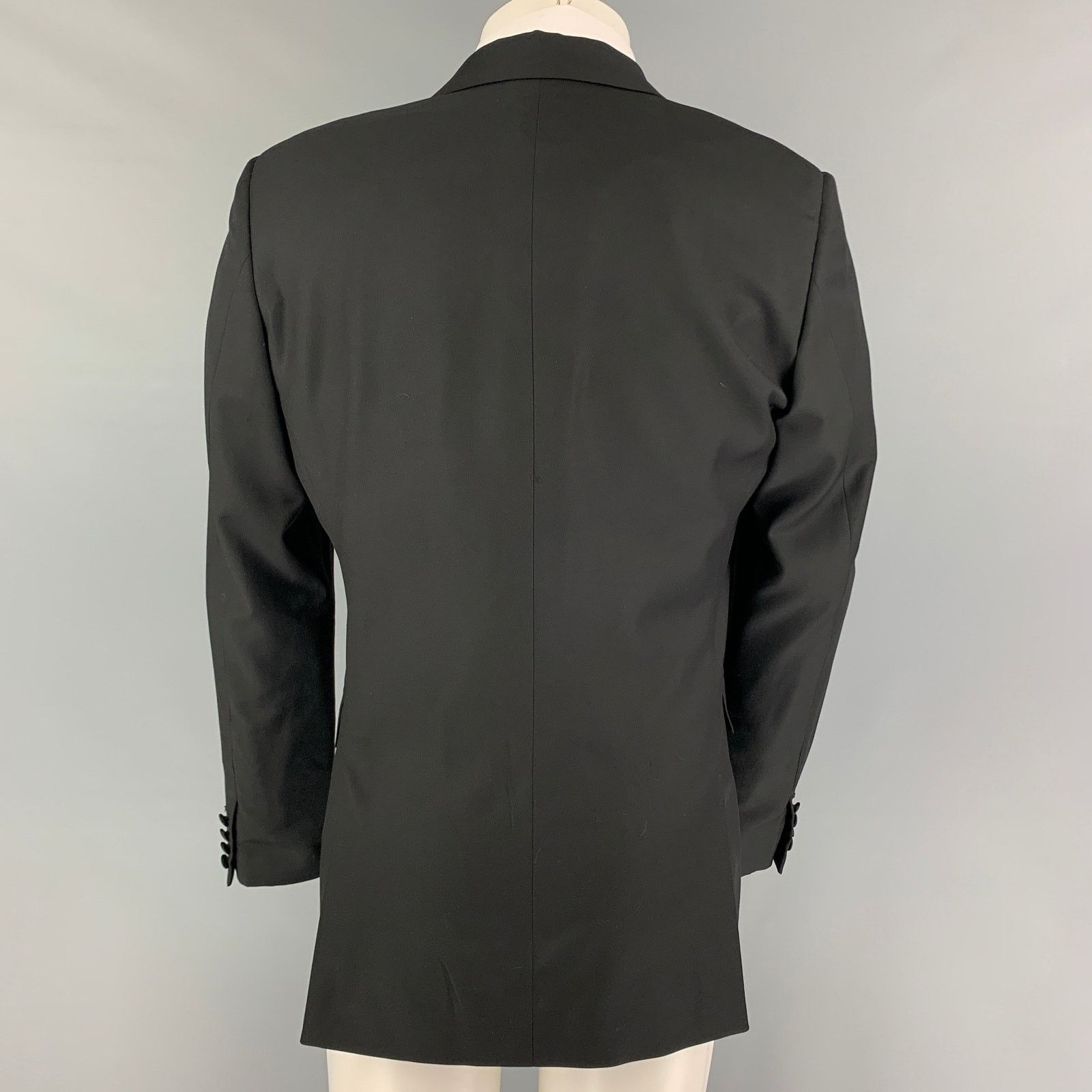 Calvin Klein Size 38 Black Wool Peak Lapel Sport Coat Size 38R - 3 Thumbnail