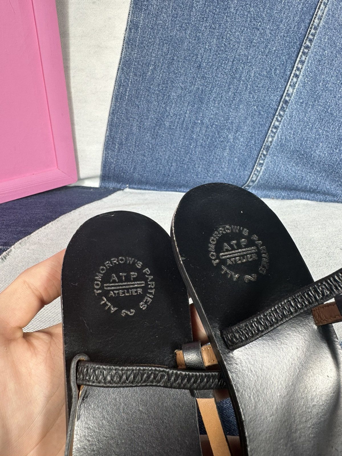 ATP Atelier ATP Atelier Nashi 50 Black Leather Sandals Heels Thin Strap Size US 9 / IT 39 - 13 Thumbnail