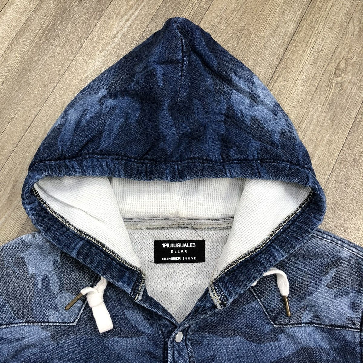 Number (N)ine 1PIU1UGUE3 RELAX NUMBER (N)INE Blue Camo Button Hoodie Size US M / EU 48-50 / 2 - 3 Thumbnail