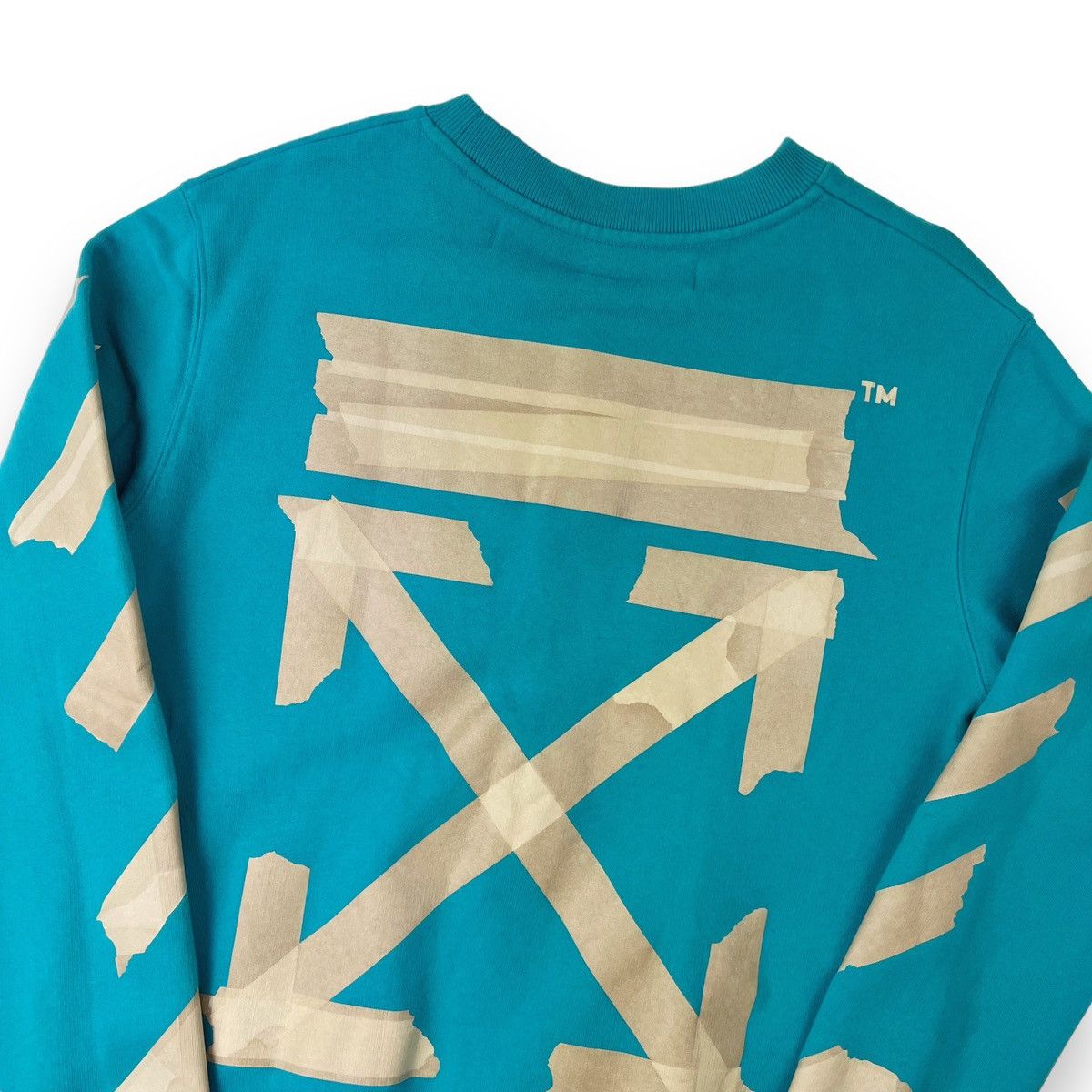 image of Off White Off-White Tape Arrows Teal Sweatshirt in Blue, Men's (Size XS)