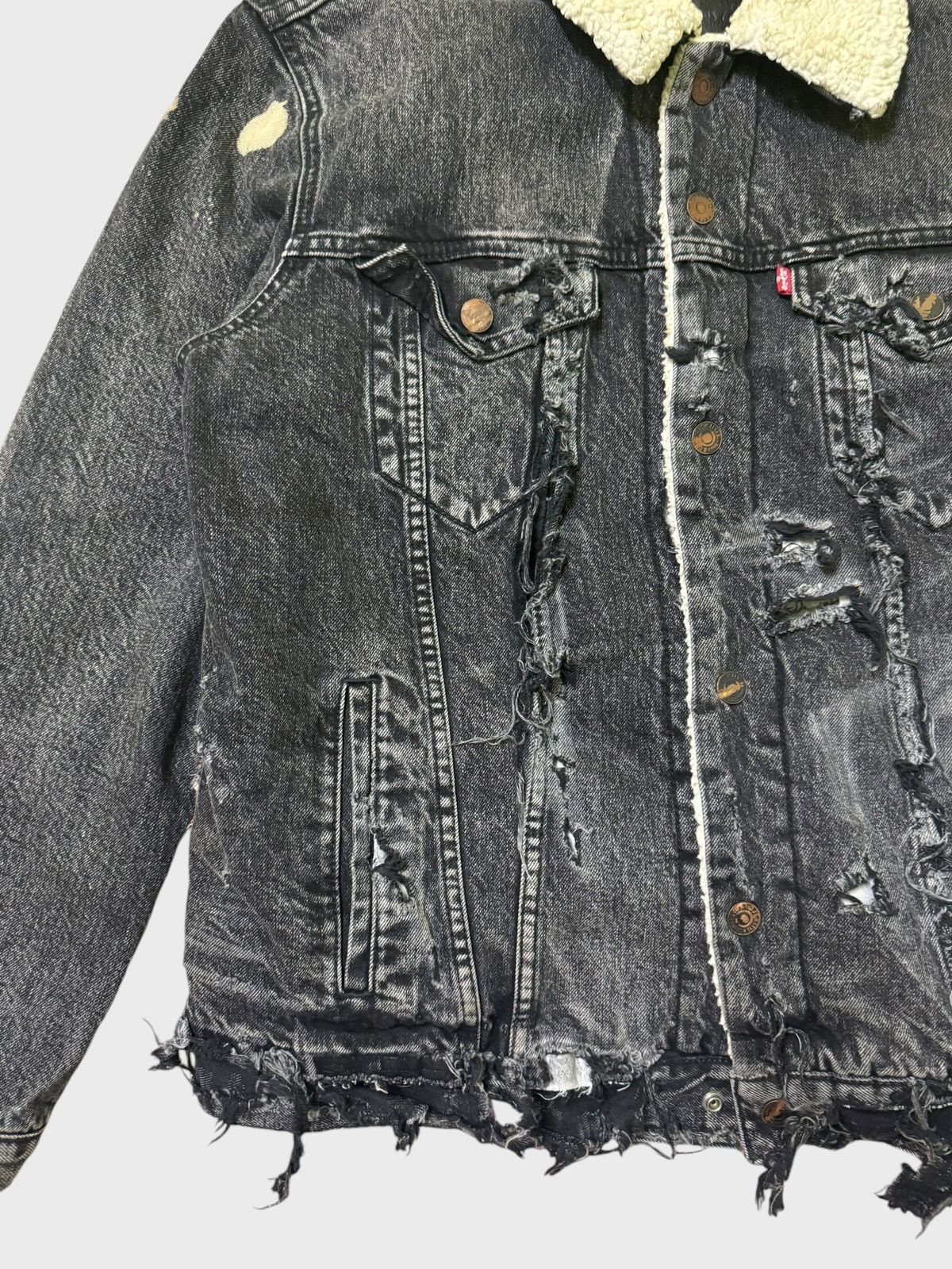 Levi's Levi's Distressed Denim Jacket Sherpa Jacket Size US M / EU 48-50 / 2 - 7 Thumbnail
