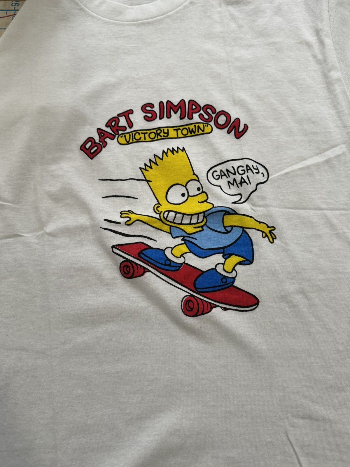 Vintage Vintage The Simpsons Bart Skateboarding Bootleg Tee White Size US M / EU 48-50 / 2 - 12 Thumbnail