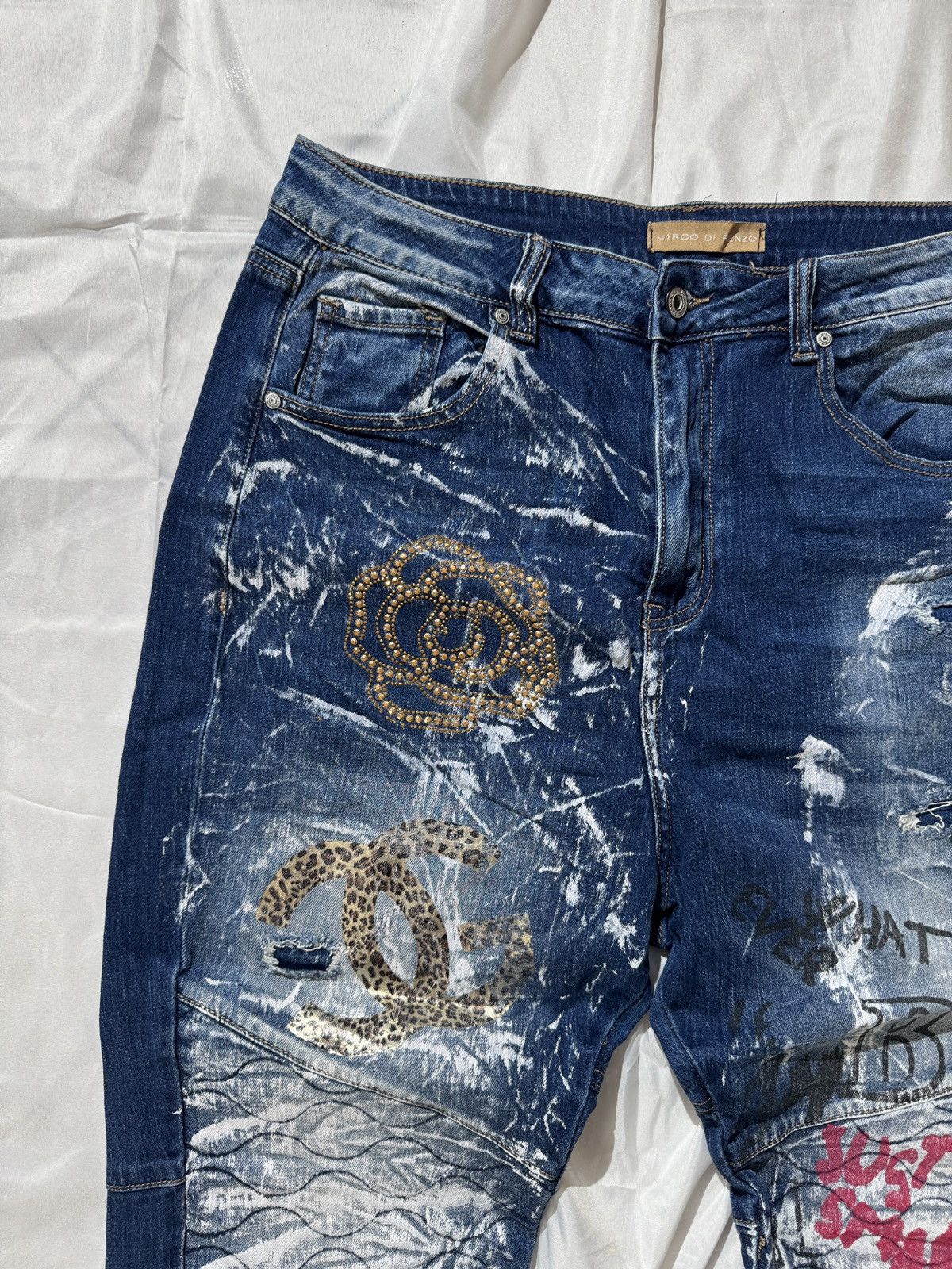 Hysteric Glamour Graffiti Printed Vintage Washed Distressed Y2K Jeans Size 32" / US 10 / IT 46 - 4 Thumbnail