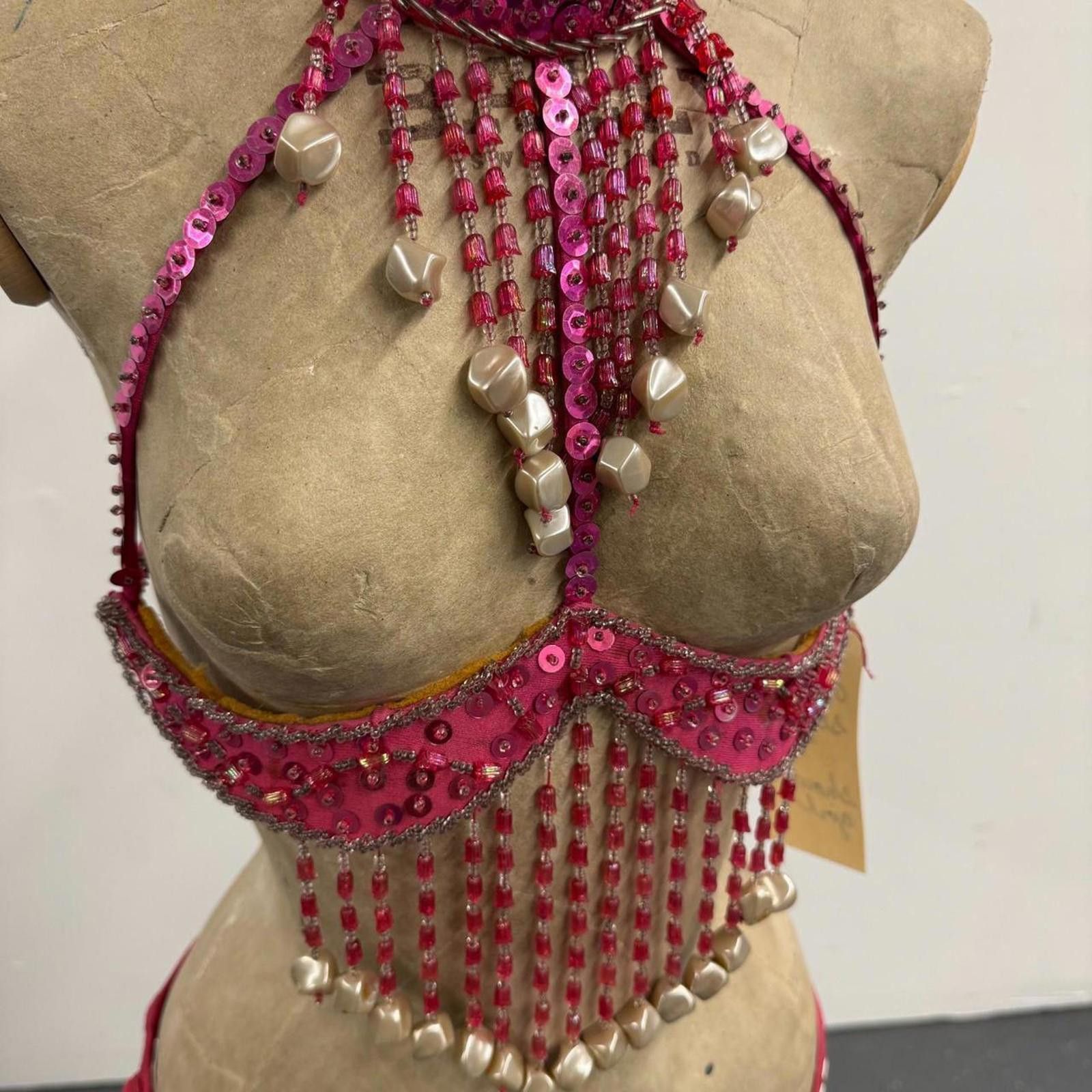 Other Vintage Hot Pink Sequin Burlesque Showgirl Costume Set Size ONE SIZE - 8 Thumbnail