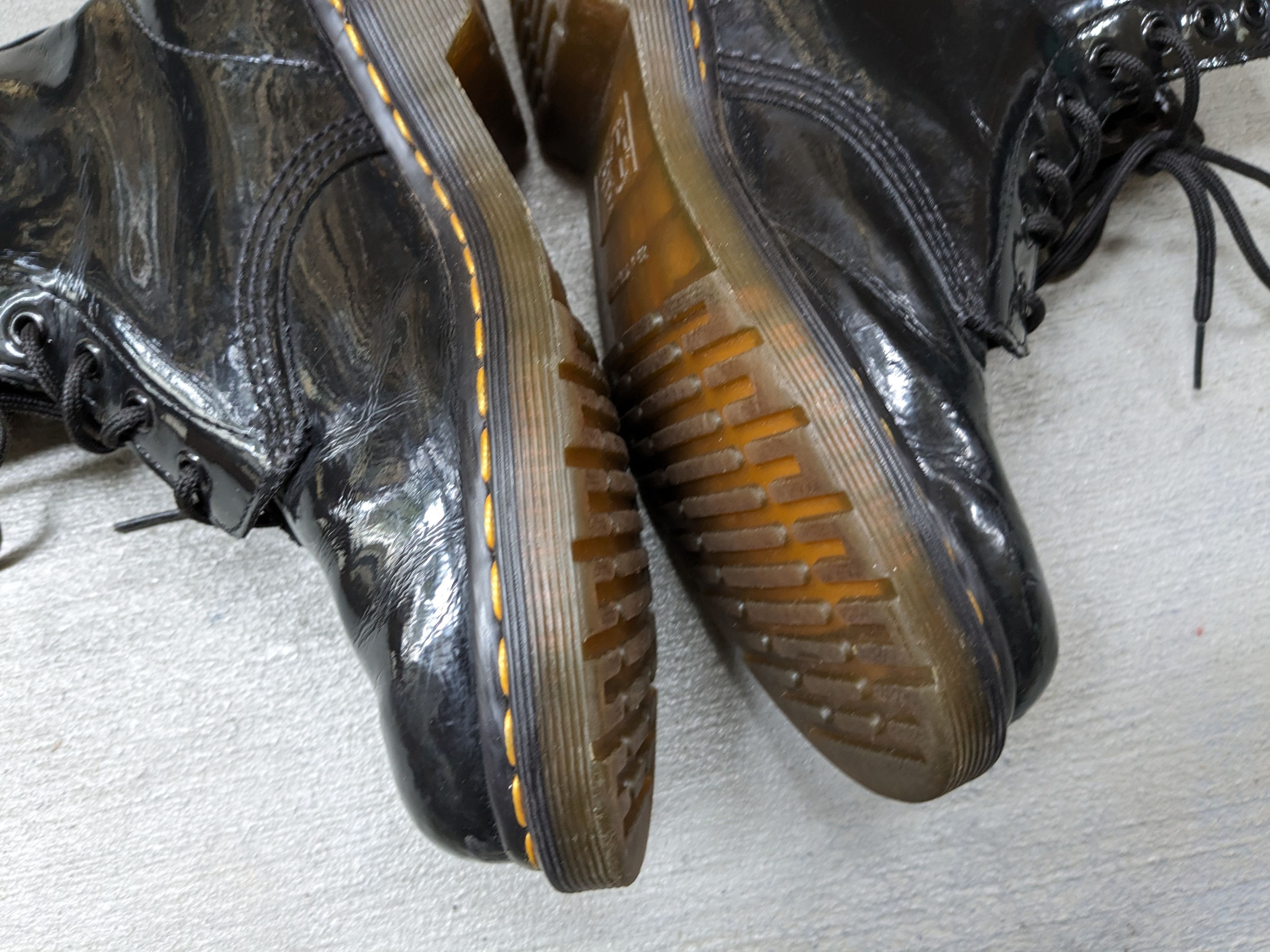 Dr. Martens × Genuine Leather Dr. Martens Boots Black Patent Leather 7 Lace Up Combat Size US 7 / EU 40 - 7 Thumbnail