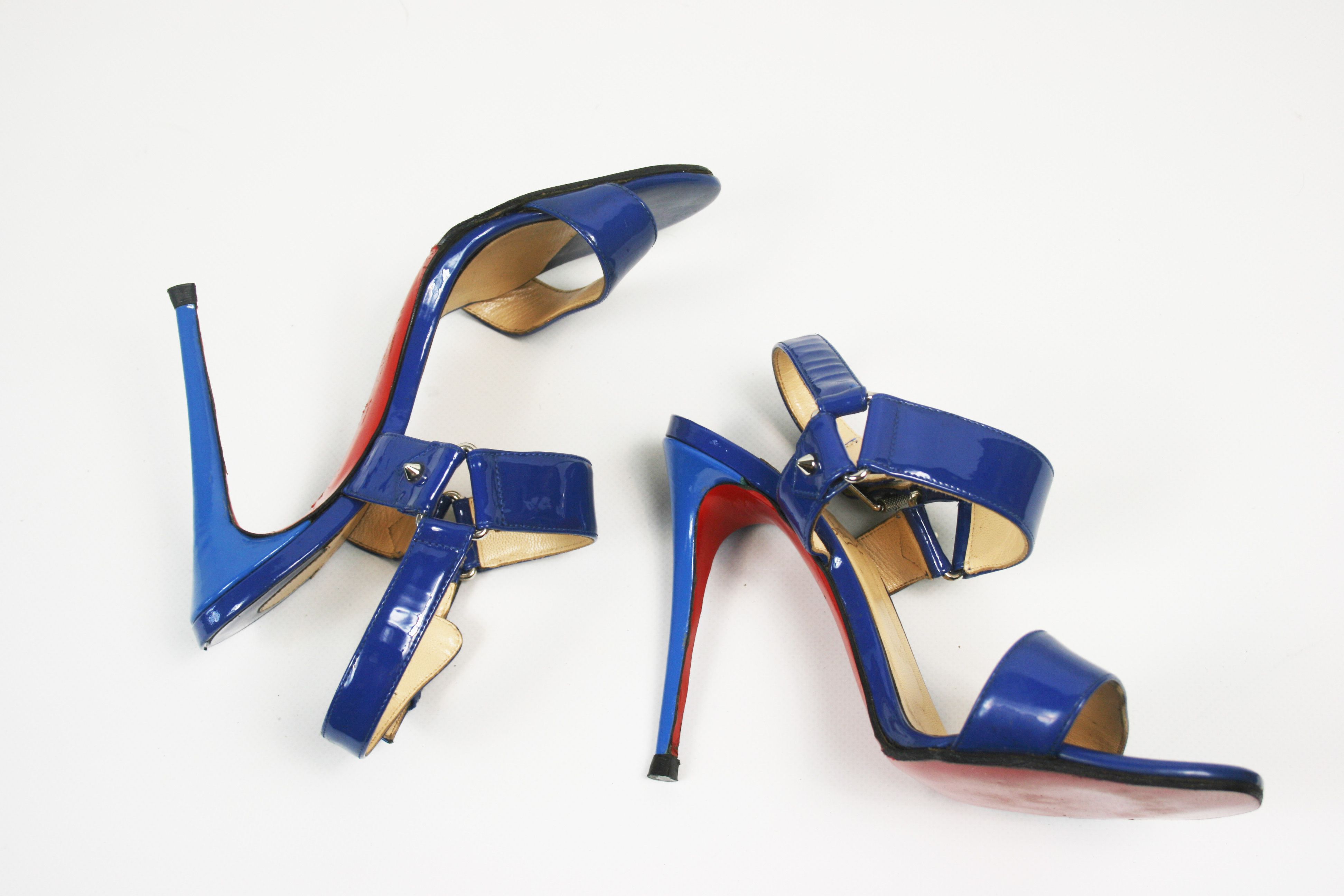 Christian Louboutin Sova Patent Leather Sandals Heels Size US 8 / IT 38 - 6 Thumbnail