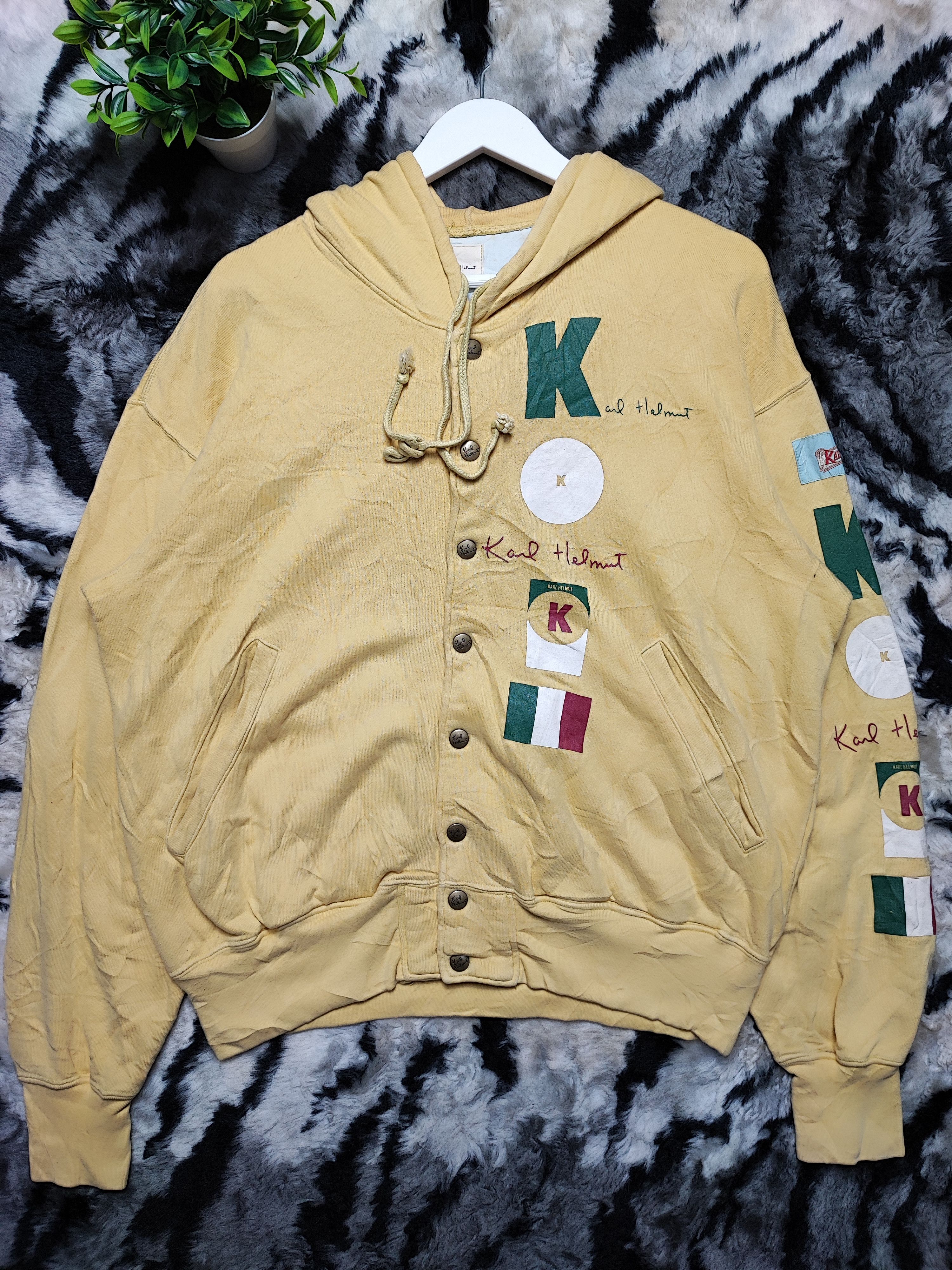 Designer Vintage Karl Helmut Big Logo Patched Zip up Hoodie Size US L / EU 52-54 / 3 - 2 Thumbnail