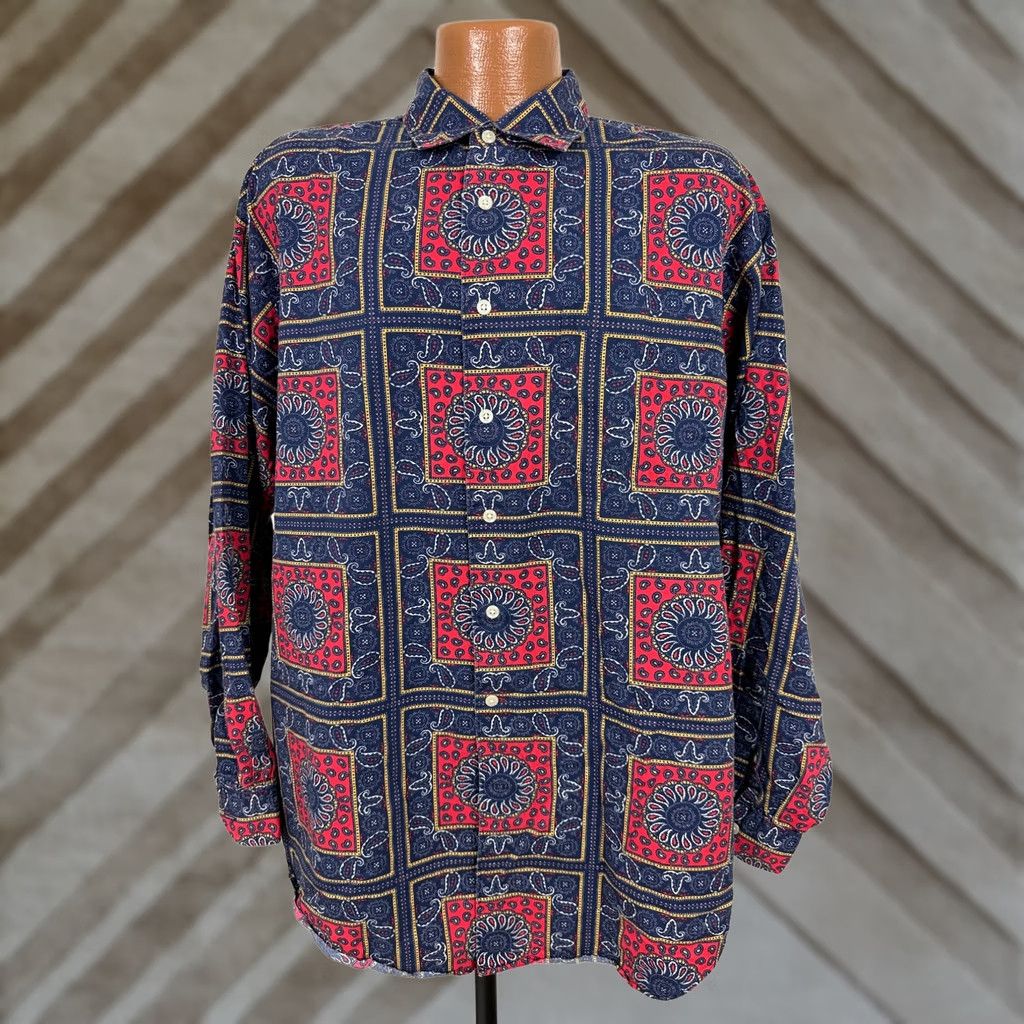 Vintage VINTAGE Daniel Cremieux Shirt Men XL Paisley Cotton Button-Up 90s Blue Size US XL / EU 56 / 4 - 1 Thumbnail