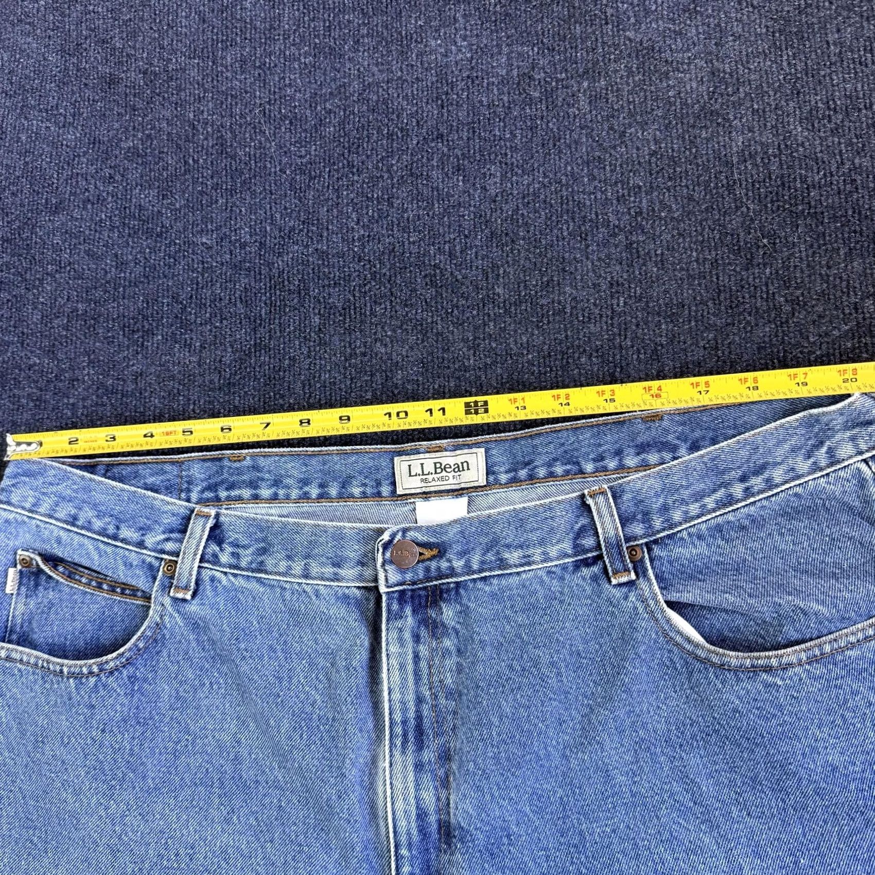 Vintage L.L. Bean Jeans Mens 44x34 Light Wash Blue Denim Relaxed Straight Fit Casual Men Jeans Size US 44 / EU 60 - 5 Thumbnail