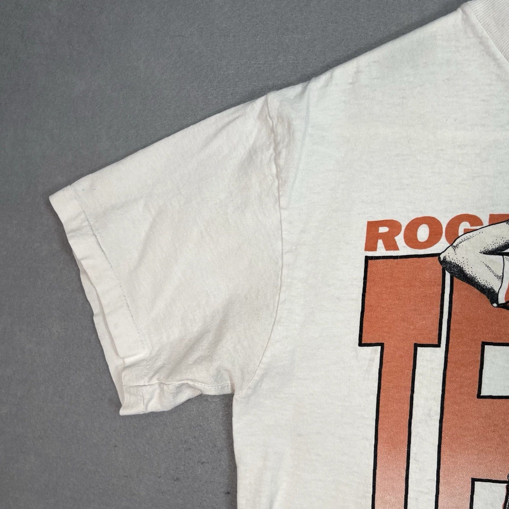 Anvil VINTAGE Roger Clemens Texas Longhorns Shirt Adult Large White Mens 1980s Graphic Tee Sportswear/Beach T Shirt Mens L White 80s Concert? Size US L / EU 52-54 / 3 - 6 Thumbnail