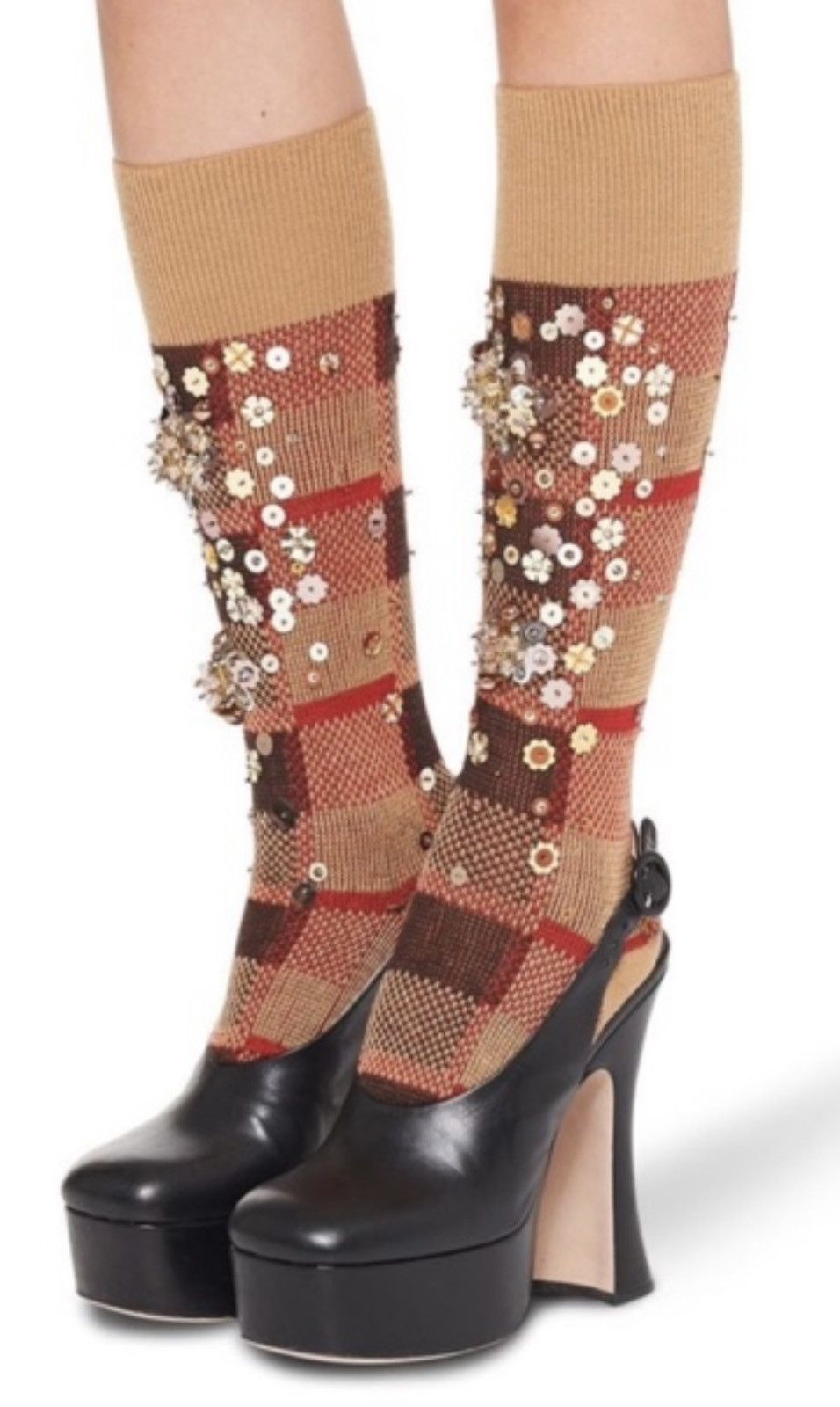 Miu Miu 🔥 Miu Miu Girl runway Sequins socks Size ONE SIZE - 1 Thumbnail
