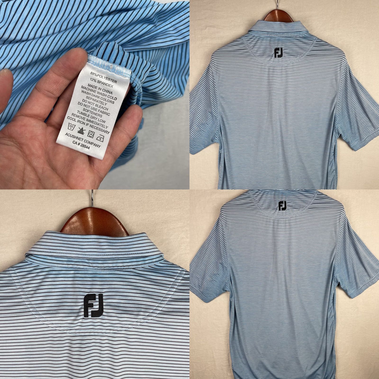 Footjoy FootJoy Polo Shirt Mens Medium Blue Striped Golf Athletic Fit Shirt Size US M / EU 48-50 / 2 - 8 Thumbnail