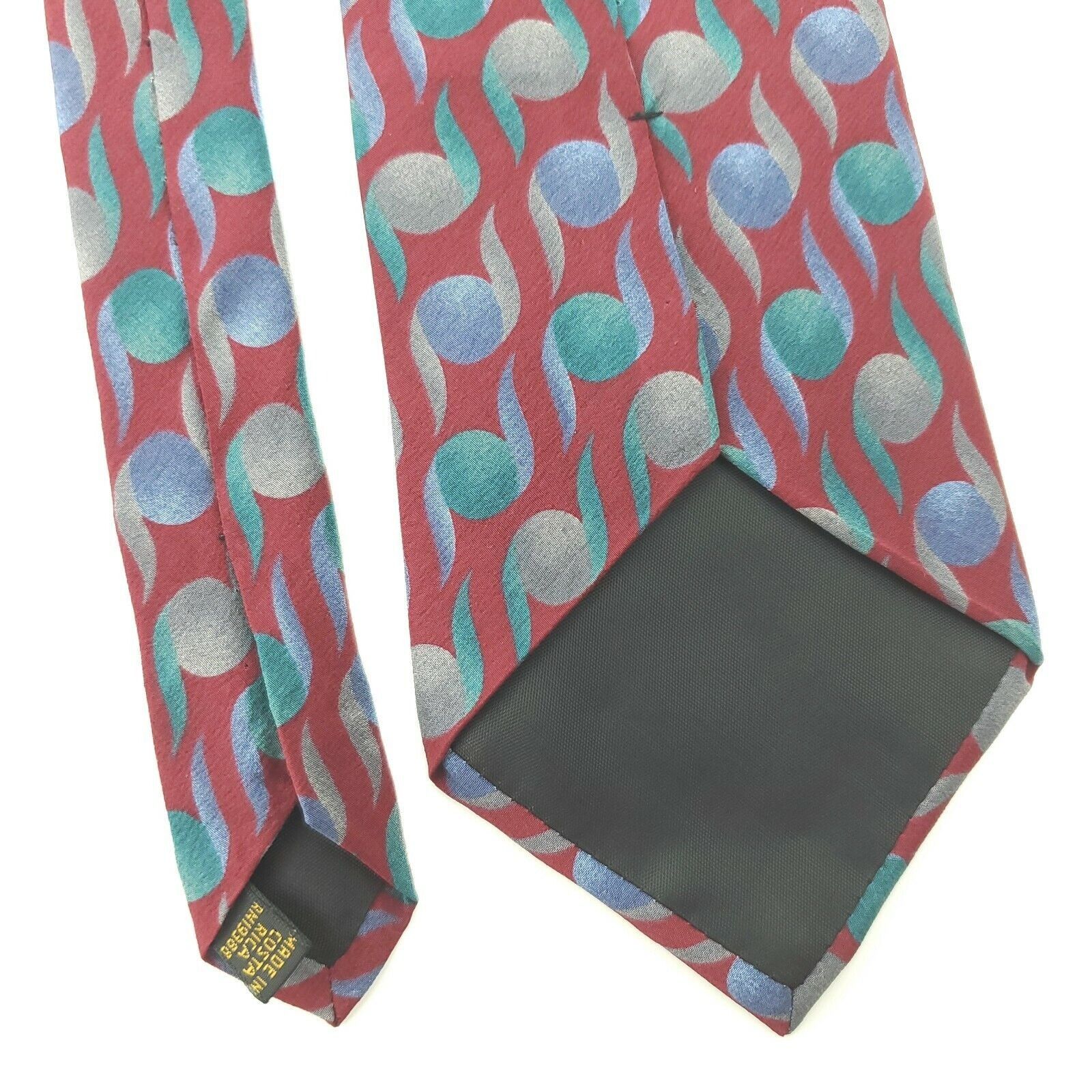 Alexander Julian Alexander Julian Colours Red Abstract Silk Tie Short Wide Size ONE SIZE - 5 Thumbnail