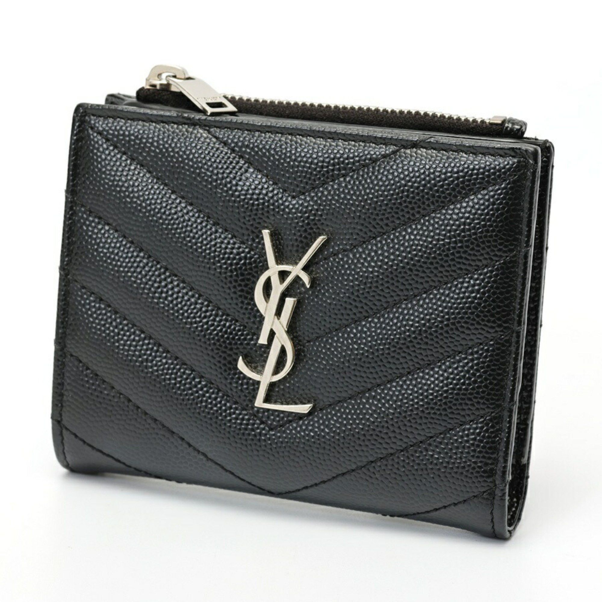 Saint Laurent Paris Saint Laurent Monogram Bifold Wallet 575879 Grain de Poudre Embossed Leather Black T-159337 Size ONE SIZE - 1 Thumbnail
