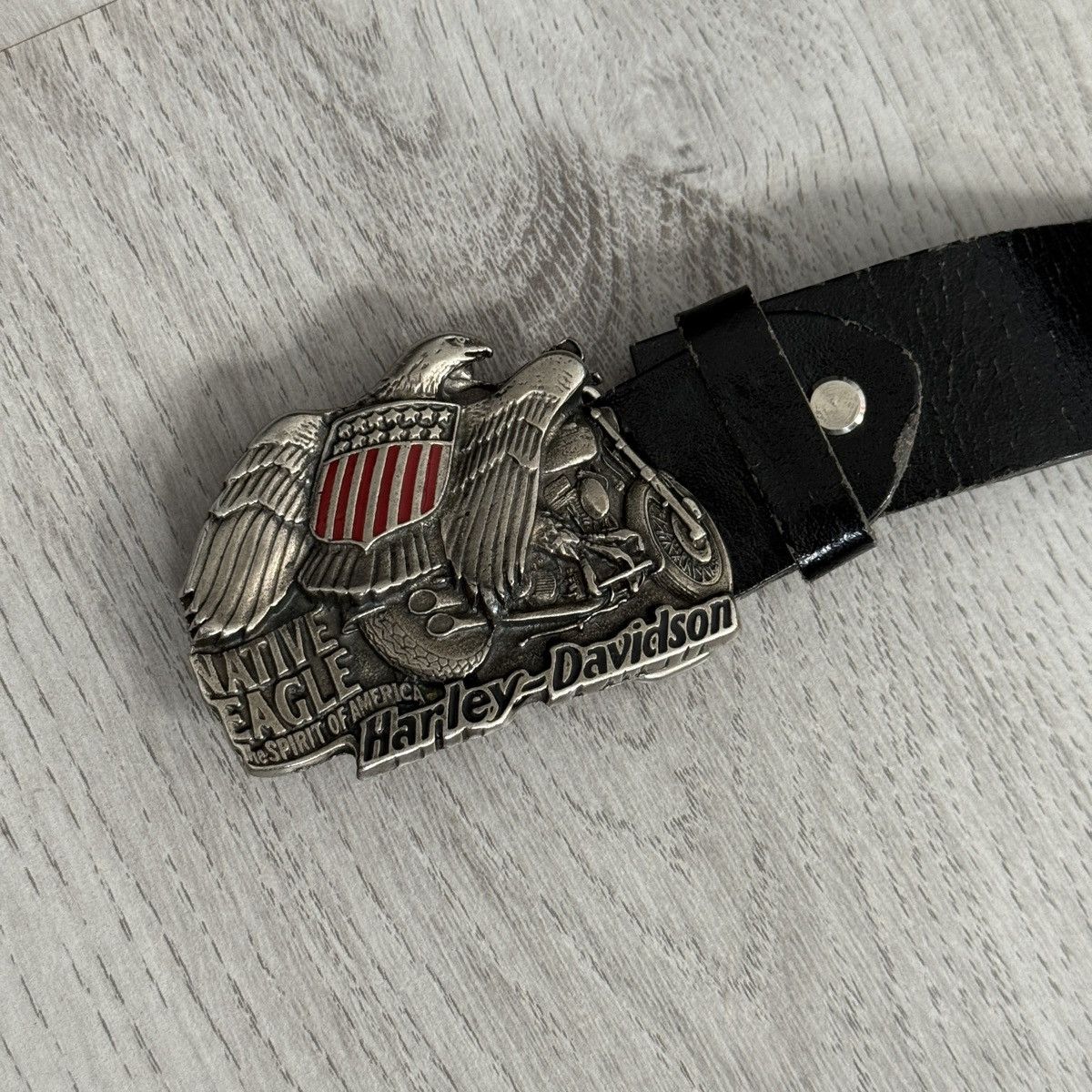 Harley Davidson 90s Vintage Harley Davidson Native Eagle Leather Belt Size ONE SIZE - 2 Thumbnail