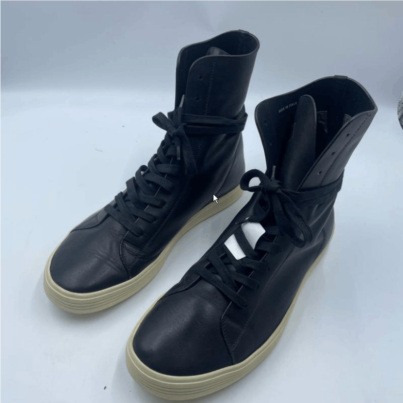 Rick Owens Rick Owens Black Leather High Top Sneakers Men's 42.5 Size US 9.5 / EU 42-43 - 4 Thumbnail