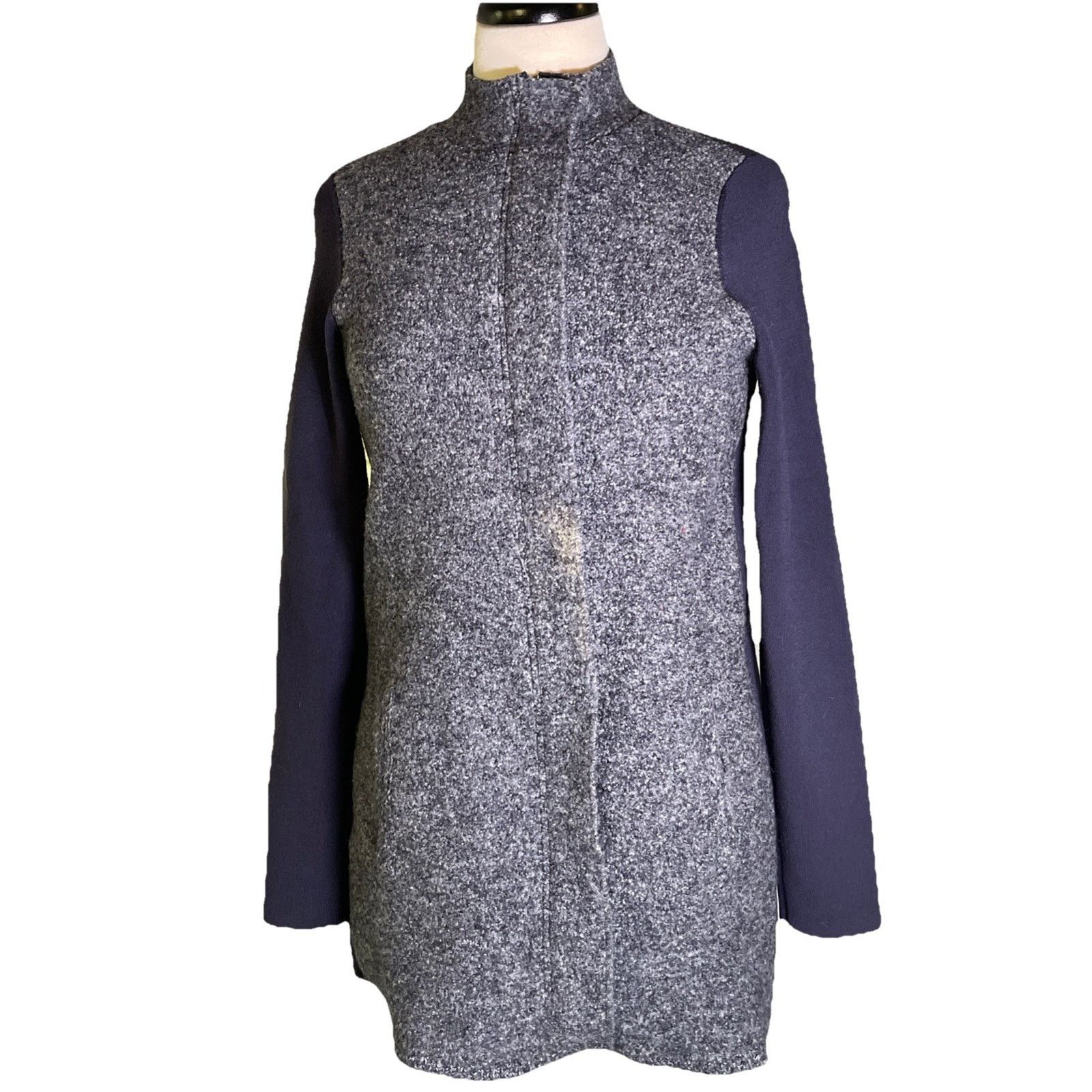 Ann Taylor ANN TAYLOR Paneled Full Zip Coatigan Sweater Wool Size Small Size XS / US 0-2 / IT 36-38 - 1 Thumbnail