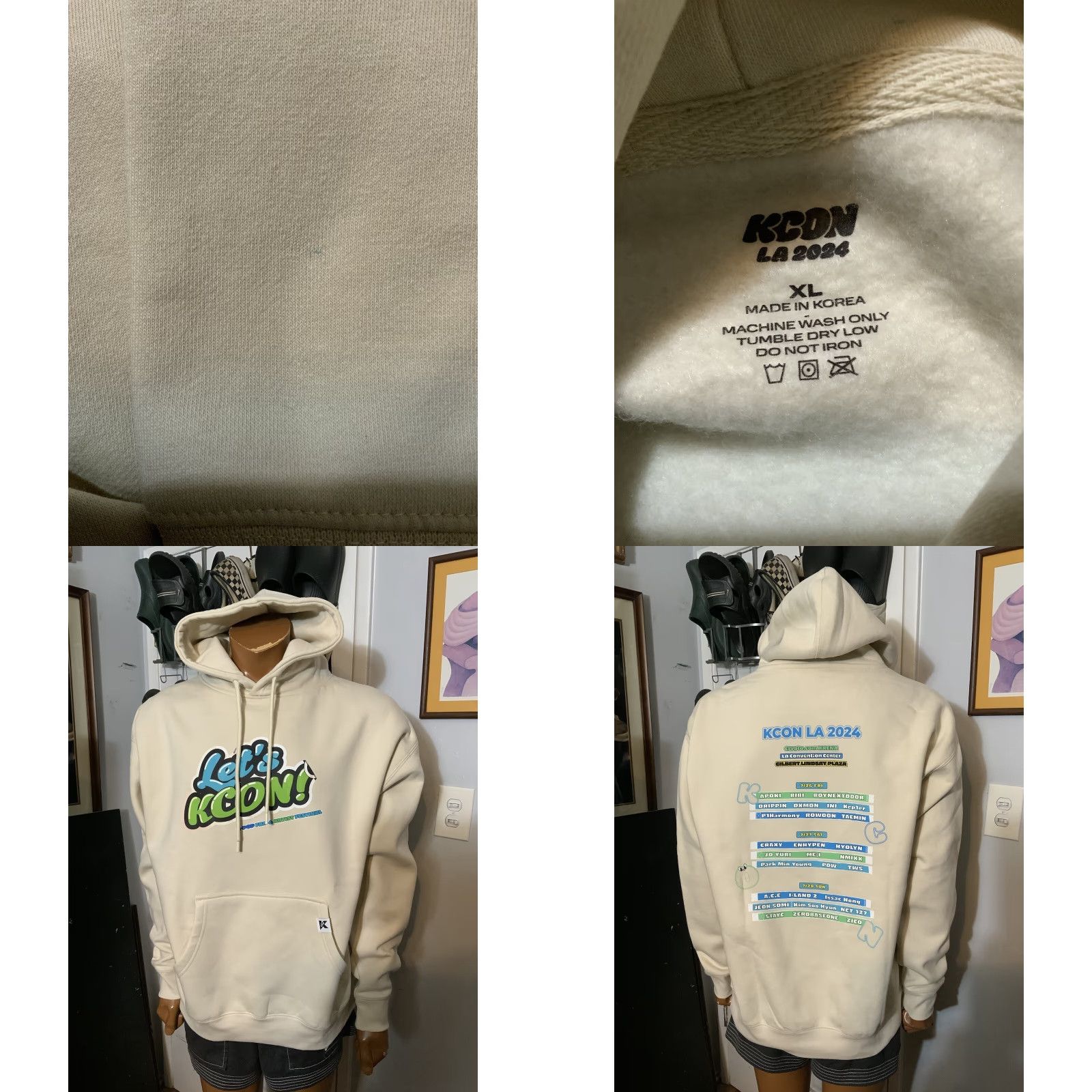 Vintage KCON Los Angeles 2024 K Pop Artist Festival Merch Lineup Pullover Hoodie Sz. XL Men Beige Size US XL / EU 56 / 4 - 8 Thumbnail