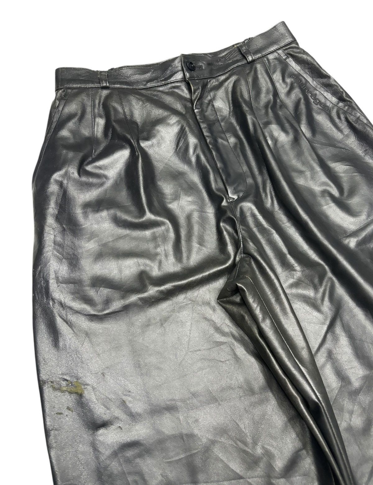 Courreges RARE‼️COURREGES BLACK BAGGY WIDE FAUX LEATHER PANTS Size US 30 / EU 46 - 8 Thumbnail