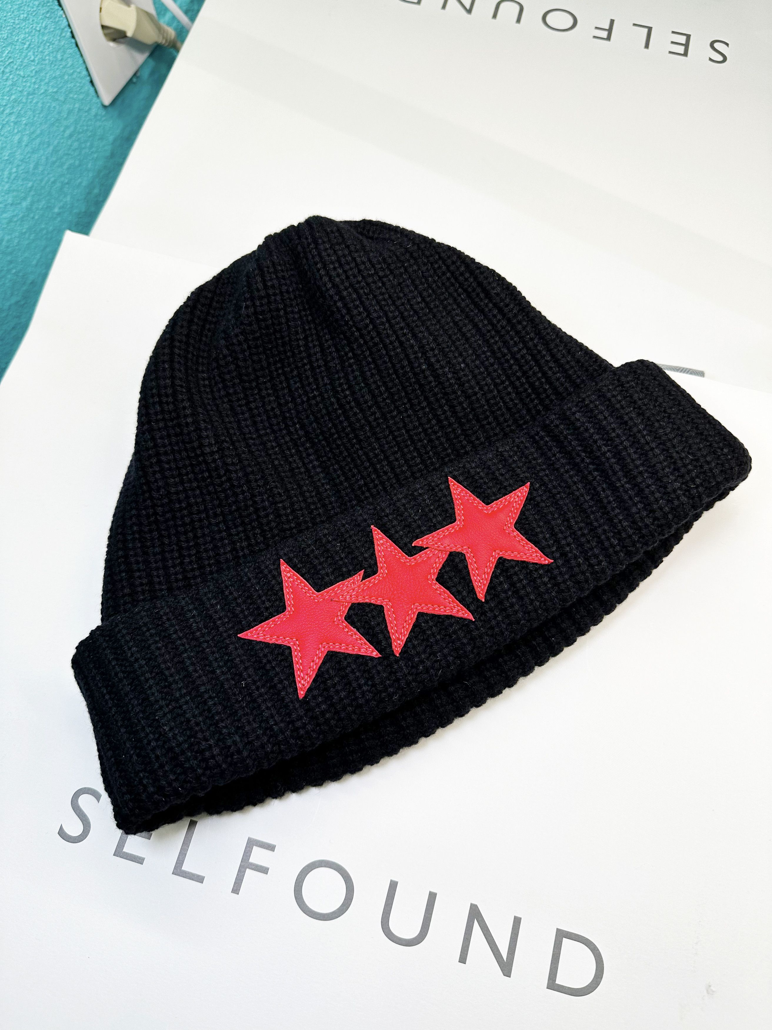 Chrome Hearts Chrome Hearts Triple star leather patch cashmere beanie Size ONE SIZE - 1 Thumbnail