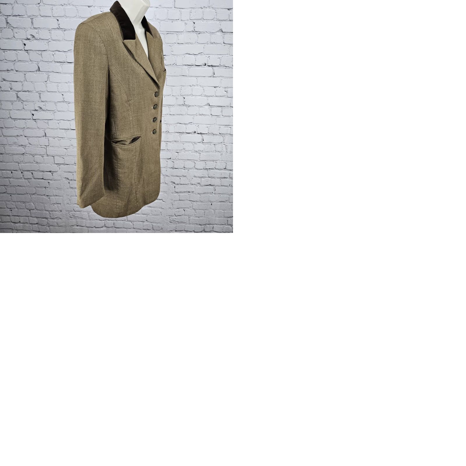 J.McLaughlin VINTAGE J. McLaughlin Jacket Women 8 Brown 100% Wool Velvet Peak Lapel Lined Buttoned Size M / US 6-8 / IT 42-44 - 10 Thumbnail