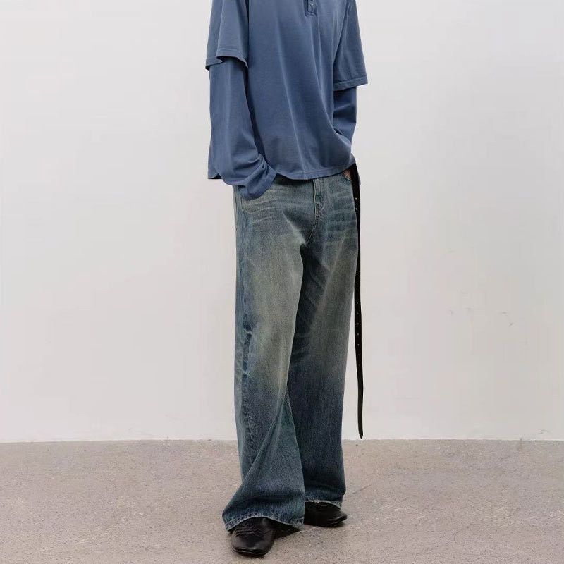 Jean Vintage distressed men's loose straight-leg scimitar jeans Size US 32 / EU 48 - 4 Thumbnail