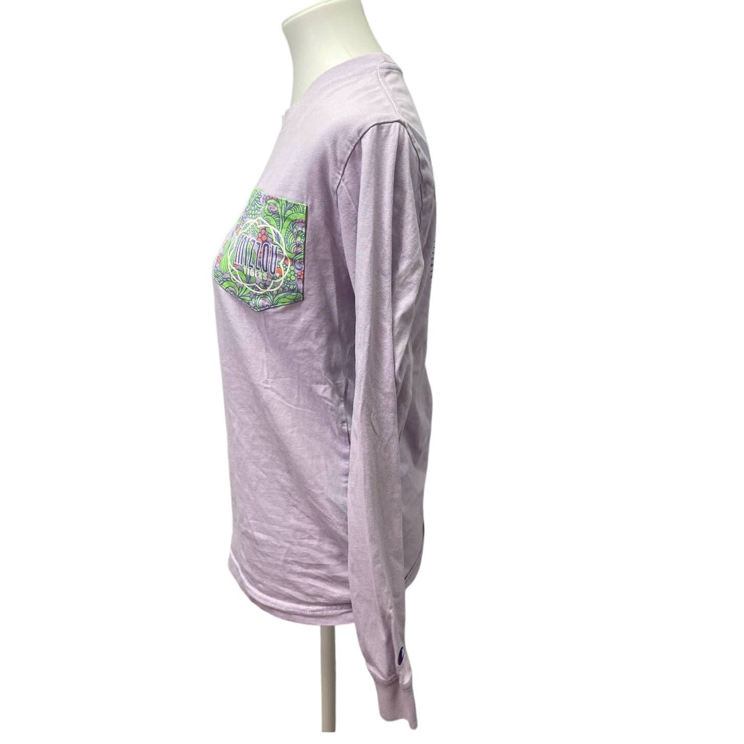 Champion Mizzou Womens Small Purple Green Long Sleeve Tee Size S / US 4 / IT 40 - 4 Thumbnail