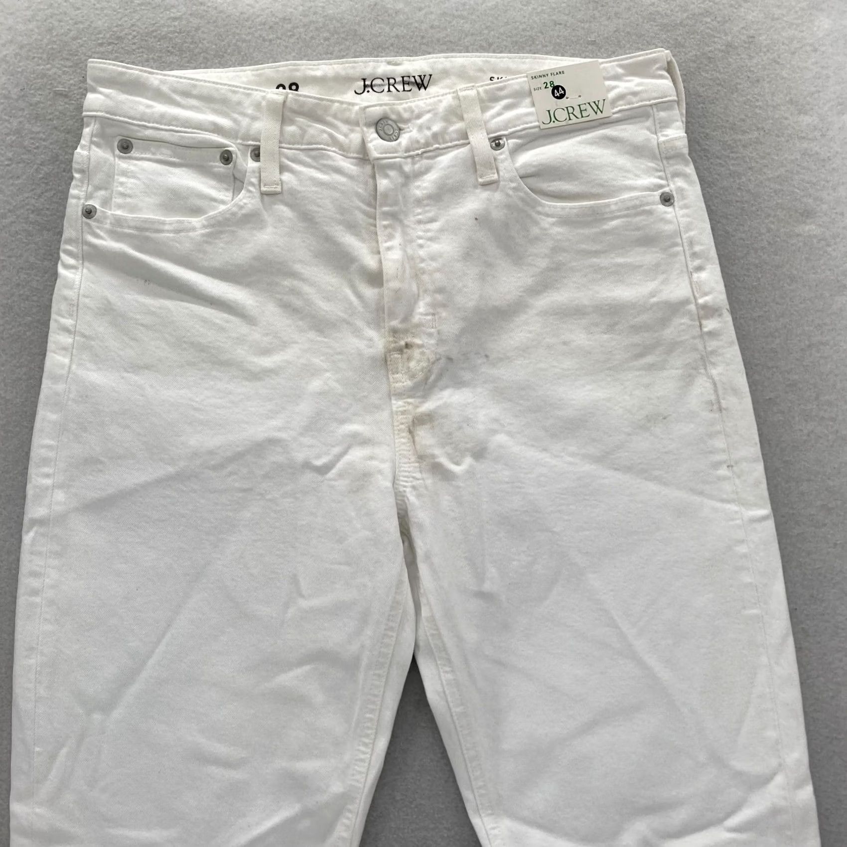 J.Crew J.CREW Jeans Women's 28 White Stretch Denim Mid Rise Boho Y2K READ Wide Flare Skinny Flare (5-Pocket) INSEAM 32 Size 28" / US 6 / IT 42 - 2 Thumbnail