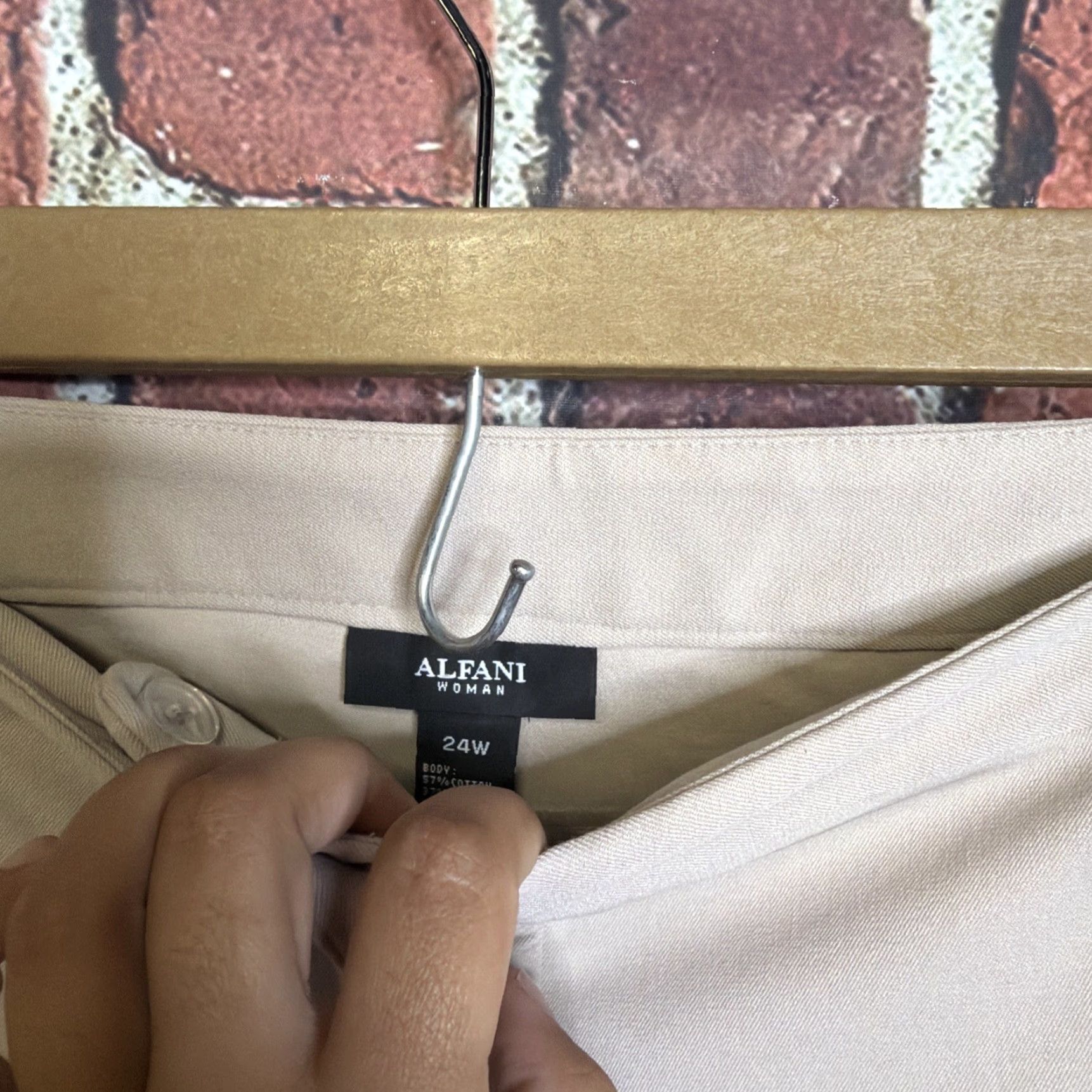 Alfani Alfani 24W Tummy Control Slim Leg Pants Beige Womens Plus Size NWT Pants Size 42" / US 20 - 2 Thumbnail