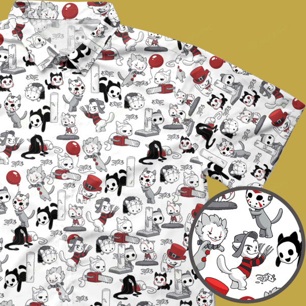 Designer × The Unbranded Brand Horror Kitten Button Down Shirt Size US L / EU 52-54 / 3 - 2 Thumbnail
