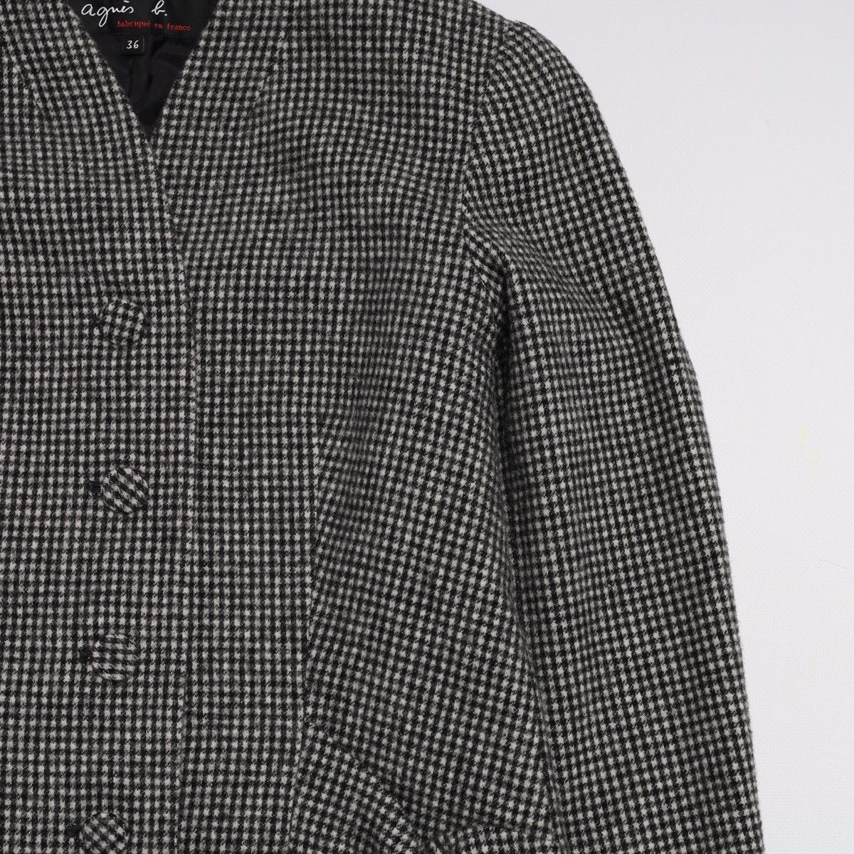 agnes b. Agnes b. Wool Polyamide Houndstooth Blazer Jacket Gray Size XS / US 0-2 / IT 36-38 - 4 Thumbnail