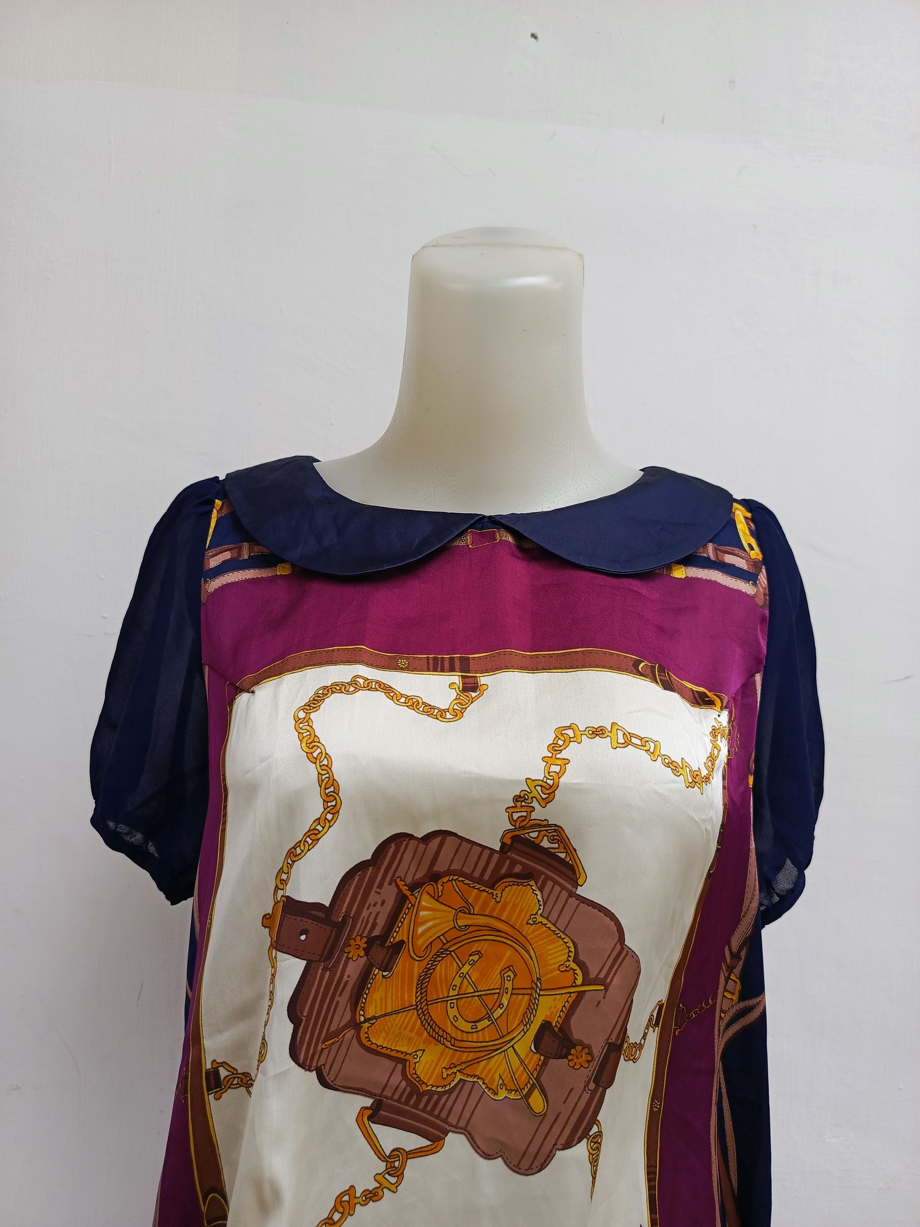 Japanese Brand & by P&D Chain Print Blouse Peter Pan Collar Top Size M / US 6-8 / IT 42-44 - 2 Thumbnail
