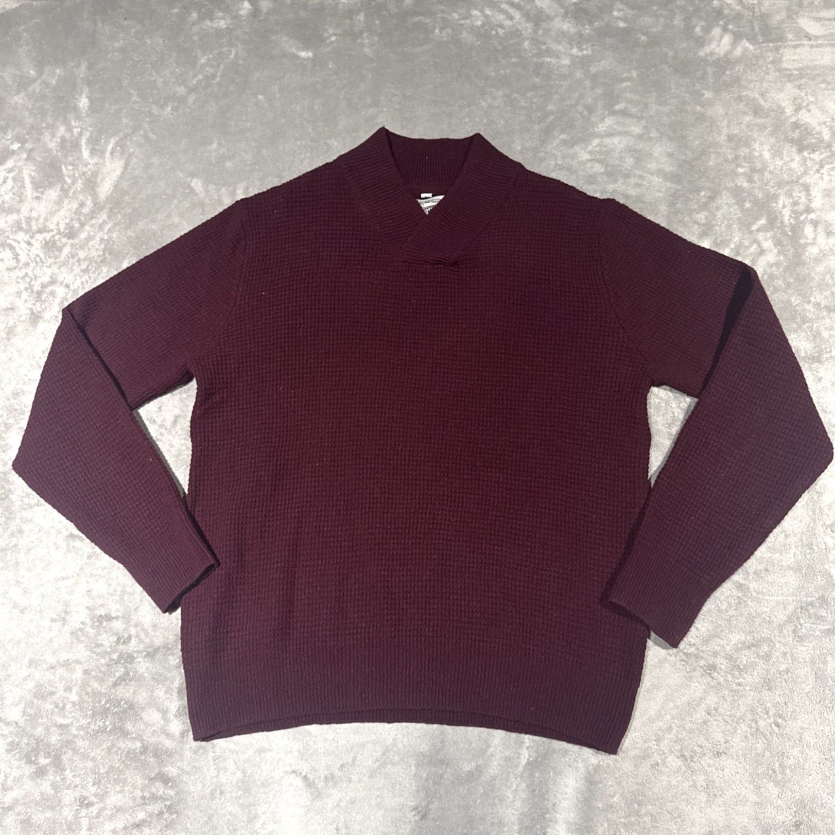 Schott Schott NYC Sweater Mens Large Burgundy Athletic V-Neck Shawl Waffle Knit Wool Wool NY? (Note: Ensure only original words used; adjust). Size US L / EU 52-54 / 3 - 2 Thumbnail