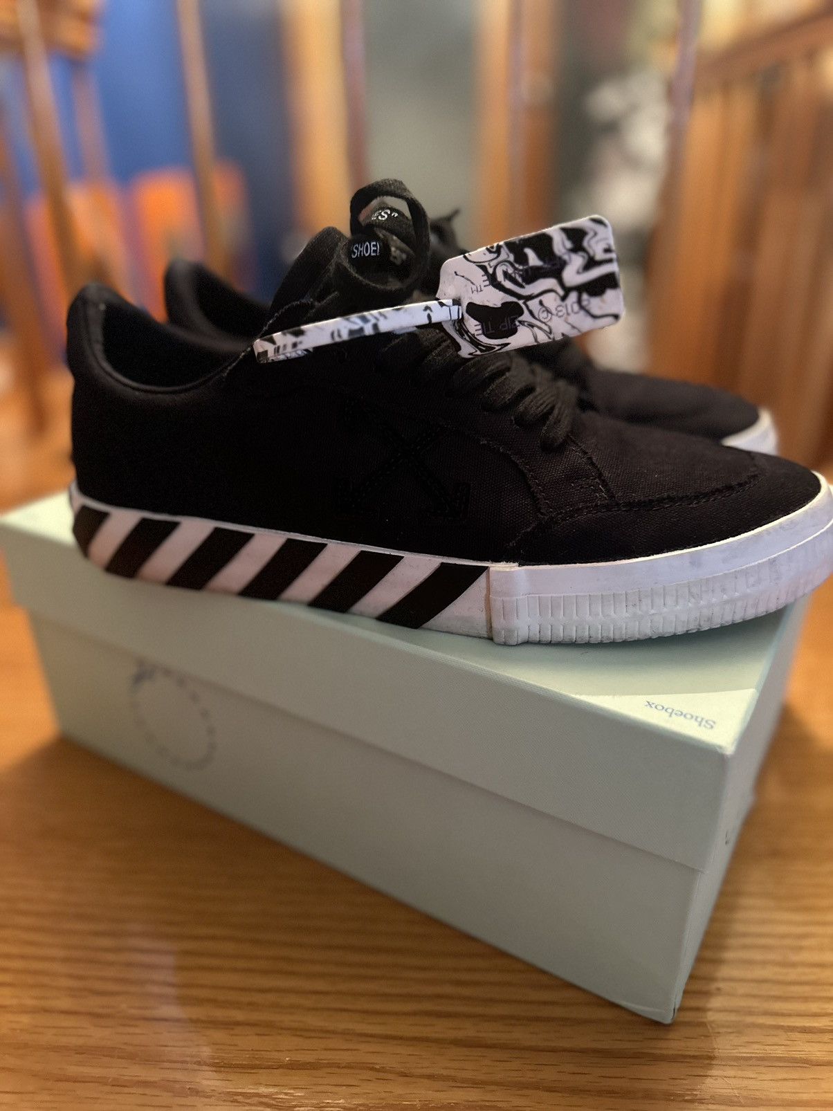 image of Off White Off-White Black Canvas Vulcanized Low Top Sneakers, Men's (Size 10)