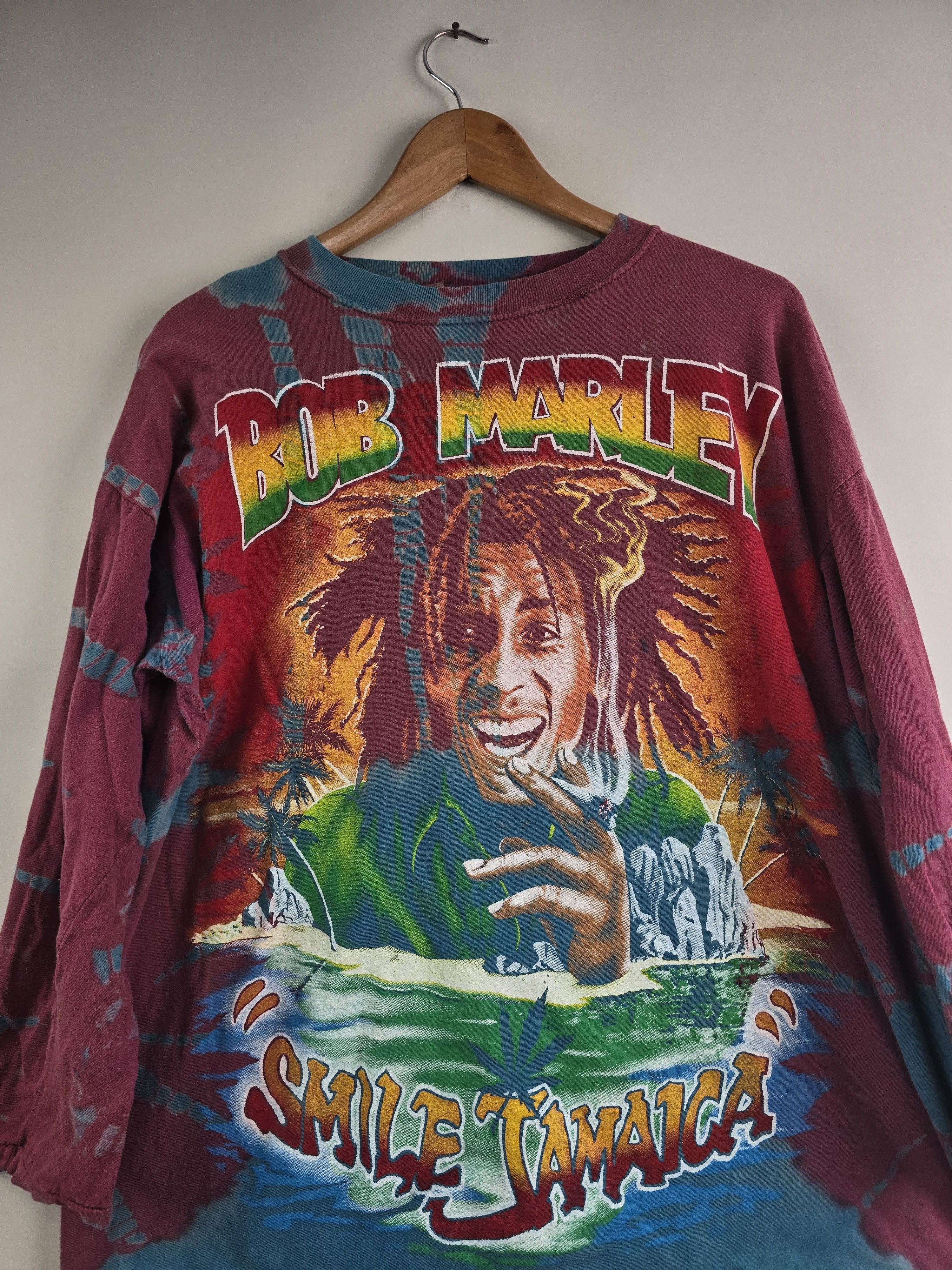 Band Tees × Bob Marley × Vintage 90s Bob Marley Smile Jamaica Tie Dye Long Sleeve Size US L / EU 52-54 / 3 - 2 Thumbnail