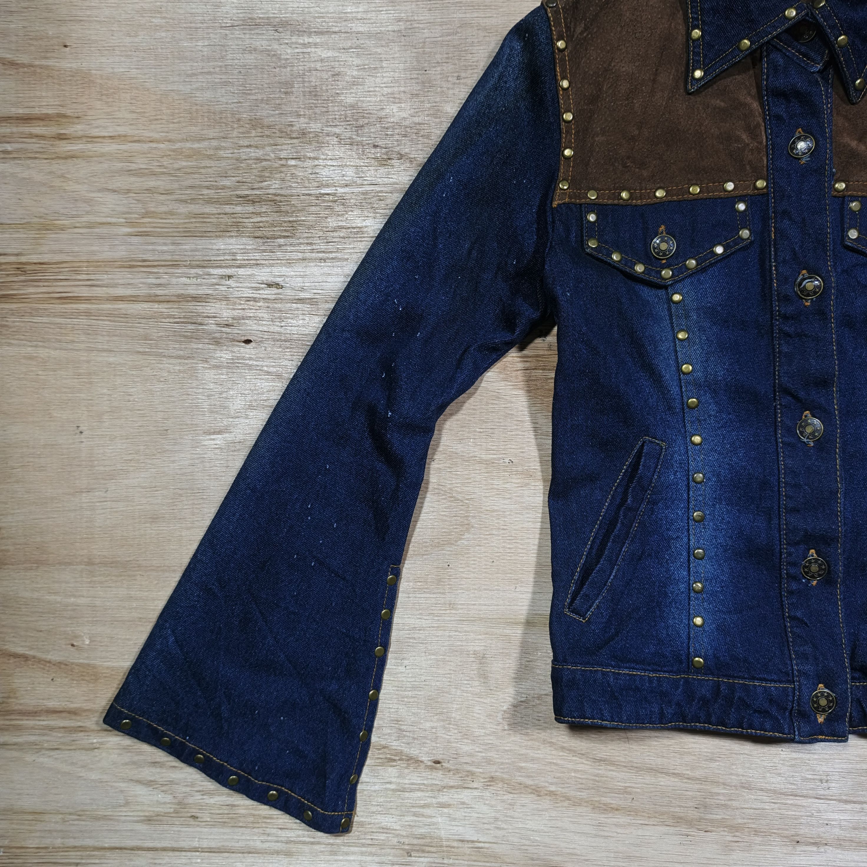 Japanese Brand Ministate Studded Western Flare Sleeve Denim Jacket Size M / US 6-8 / IT 42-44 - 4 Thumbnail
