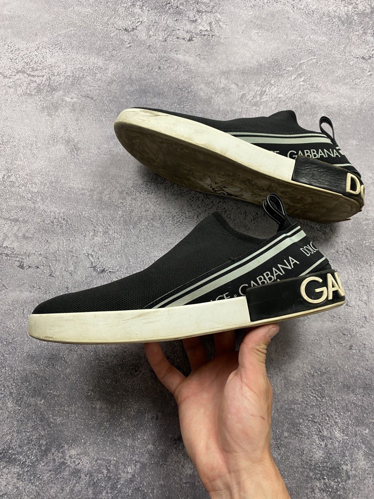 Dolce & Gabbana Dolce & Gabbana Sorrento Logo Slip On Black Sneakers D&G Size US 10 / EU 43 - 10 Thumbnail
