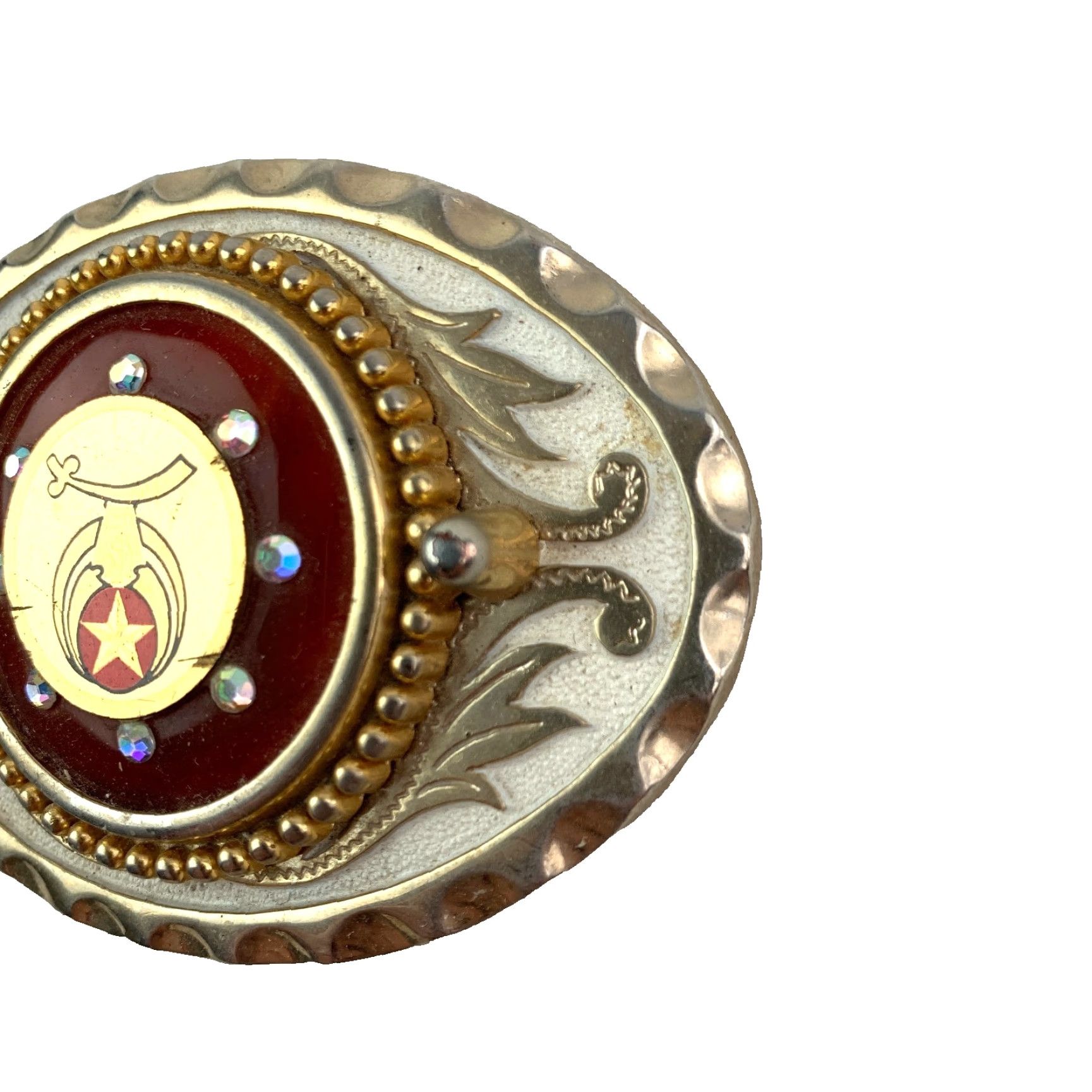 Vintage VINTAGE Masonic Shriners Belt Buckle Orange Gold Tone 3D Metal Western Buckle Men Size ONE SIZE - 2 Thumbnail